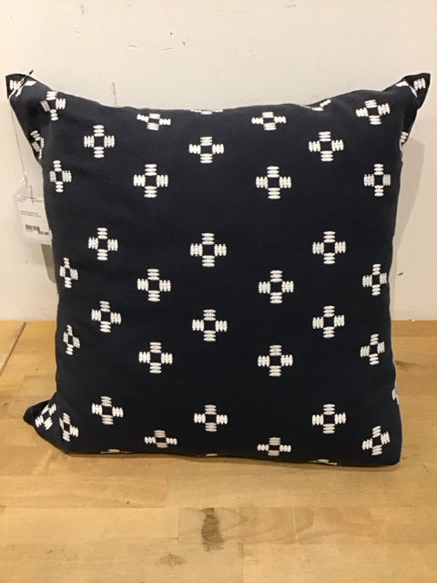 Navy Blue and White Stitched Pattern Decorative Throw Pillow - Perfect for Sofa, Bed, and Home Decor