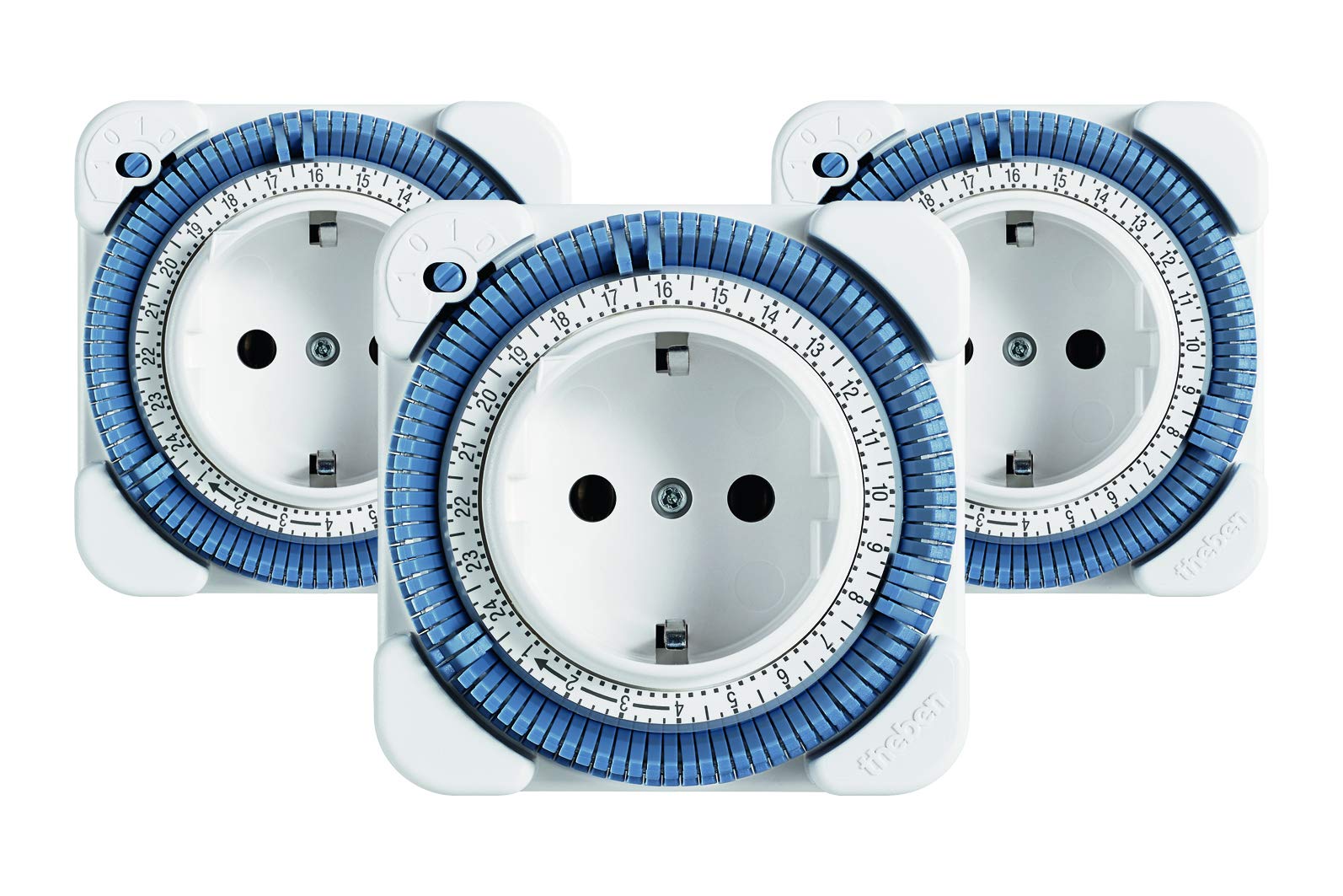 Theben 0260030 theben-Timer 26 - Analog Timer Switch, Outlet Timer, Programmable Plug, White, Up to 400W LED Switching Capacity (3-Pack) - Perfect for Home Automation, Energy Saving & Holiday Lighting Control