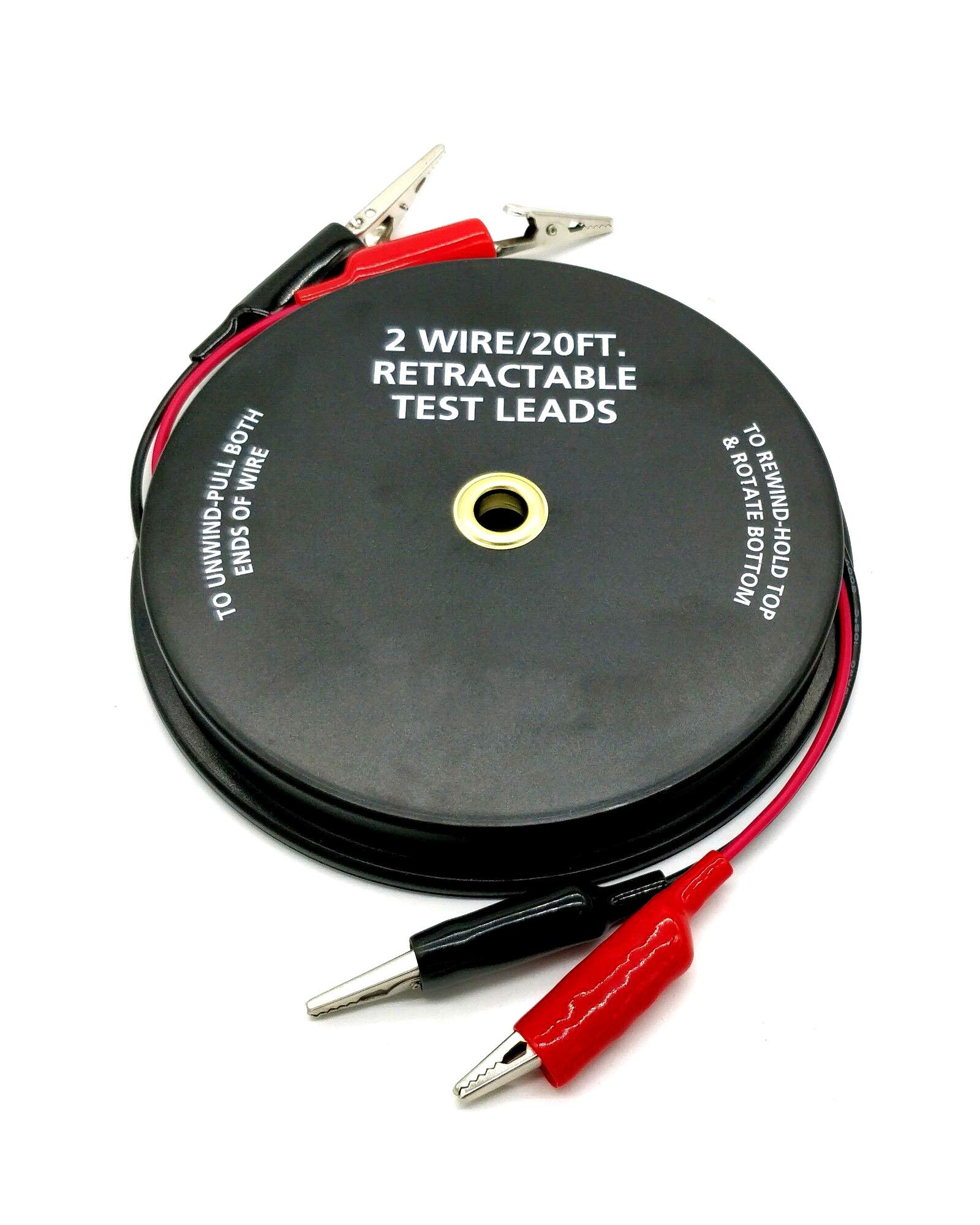 2-Pack 18 AWG Retractable Test Leads with Alligator Clips - 20FT Electrical Testing Wires for Multimeter, Circuit Testing, Automotive & Home Electrical Repairs
