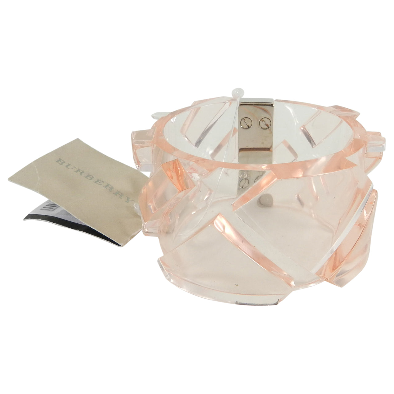 Burberry Pink Clear Acrylic Wide Cuff Bracelet for Women - Luxury Fashion Accessory for Parties, Weddings & Everyday Wear