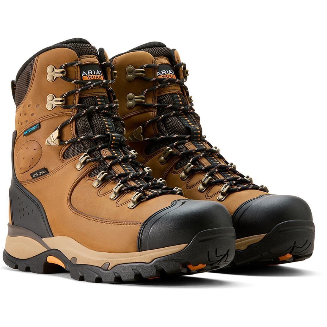 Endeavor 8 Inch Soft Toe Waterproof Insulated Work Boots for Men - Dusty Brown - Winter & Outdoor Safety Shoes for Construction, Hiking & Cold Weather