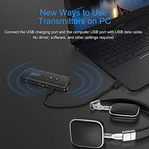 Bluetooth 5.3 Transmitter and Receiver - 3-in-1 Wireless Audio Adapter with 3.5mm AUX for TV, PC, Car, Headphones | Home & Office Stereo System | Perfect for Streaming, Gaming & Hands-Free Calls (Black)