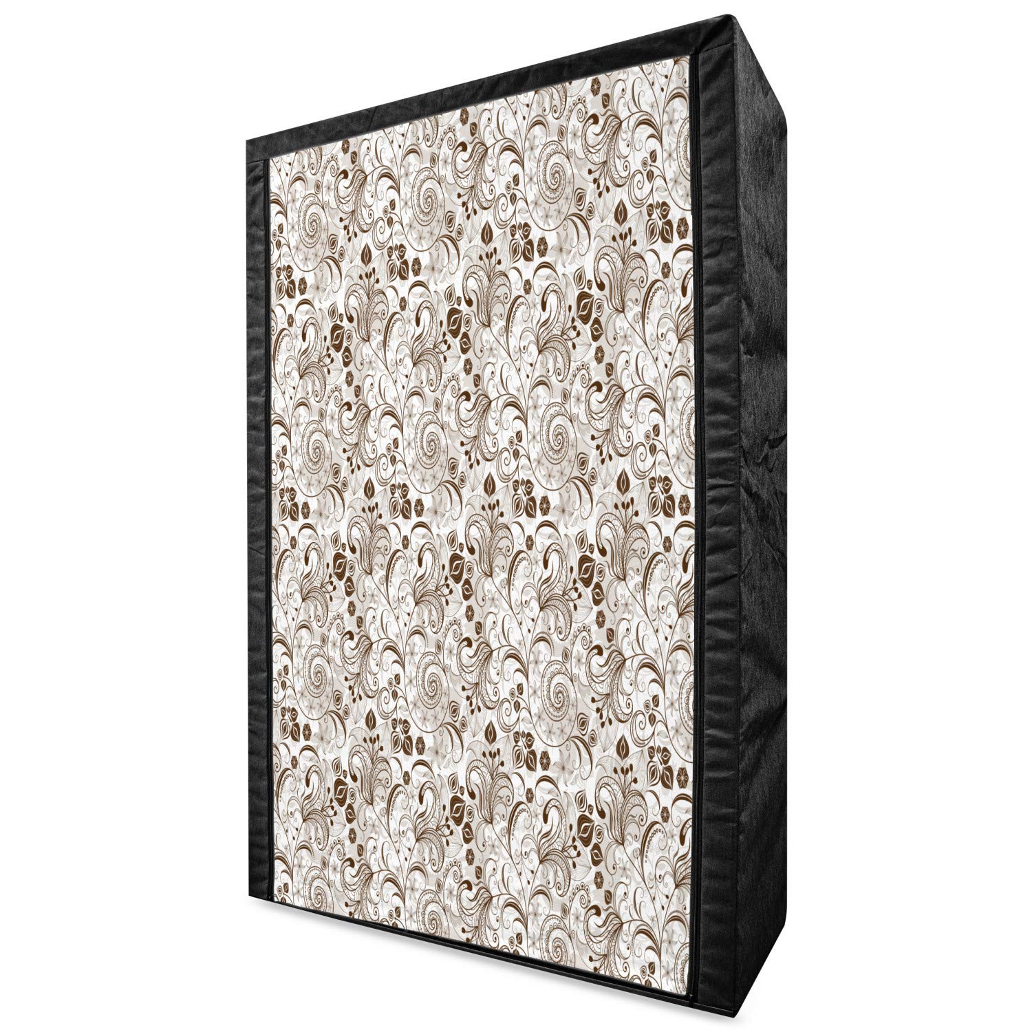 Ambesonne Chocolate Portable Fabric Wardrobe - Vintage Victorian Floral Design with Shelves, 42.5