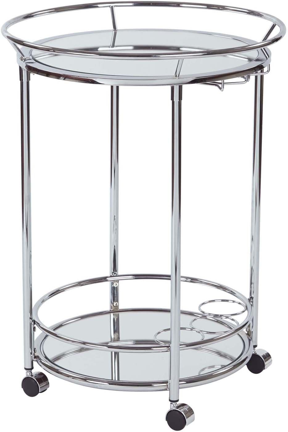 OSP Designs Royse 3-Tier Serving Cart with Chrome Finish - Elegant Rolling Bar Cart for Kitchen, Dining Room, or Outdoor Entertaining [RYS37 CHR]