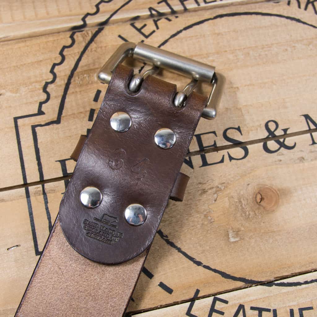 Barnes & Moore Premium Heavyweight Leather Belt for Men - Oak Bark & Nickel Buckle - Durable Dress Belt for Office, Casual & Formal Wear