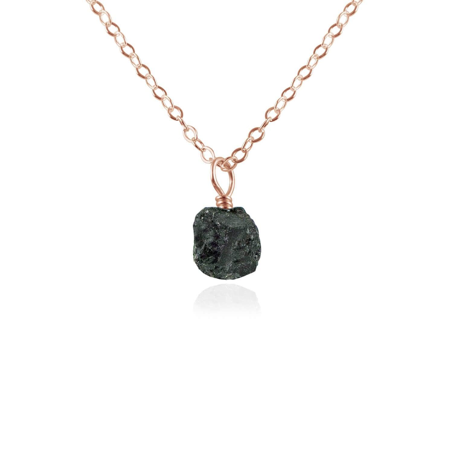 Natural Tiny Raw Black Tourmaline Pendant Necklace for Women - Healing Crystal Jewelry for Protection & Energy Cleansing | Perfect for Meditation, Yoga & Spiritual Gifts