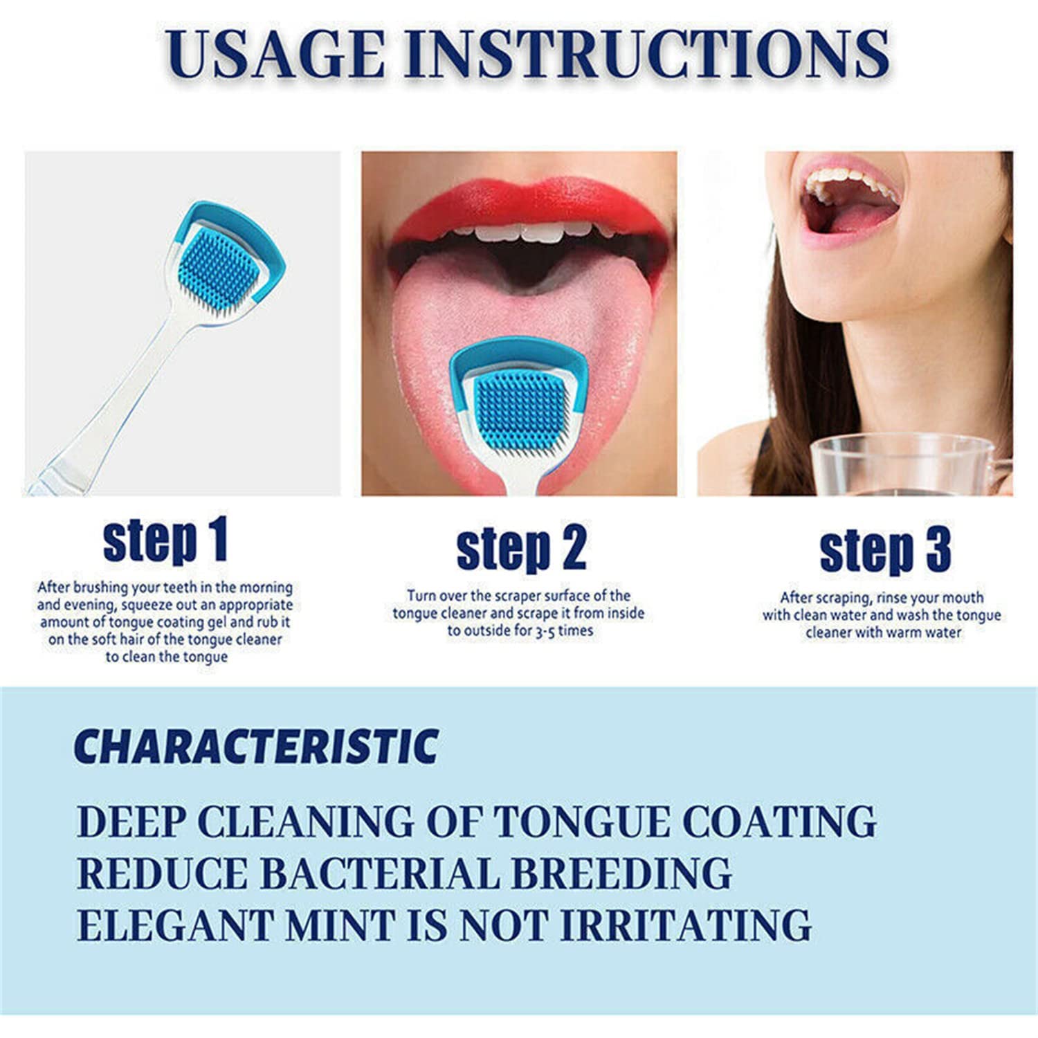 **Tongue Cleaner Scraper & Brush Kit with Fresh Breath Gel - Oral Care for Adults, Removes Bad Breath & Tongue Coating, 50g (2pcs) - Perfect for Daily Hygiene & Travel Use**