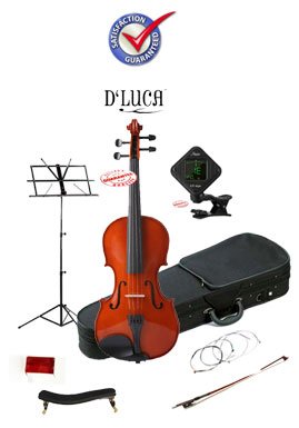D’Luca Meister 1/2 Size Student Violin Outfit DL-250-12-PACK - Premium Beginner Violin Set with Bow, Case & Accessories - Perfect for School Orchestra, Music Lessons & Young Musicians