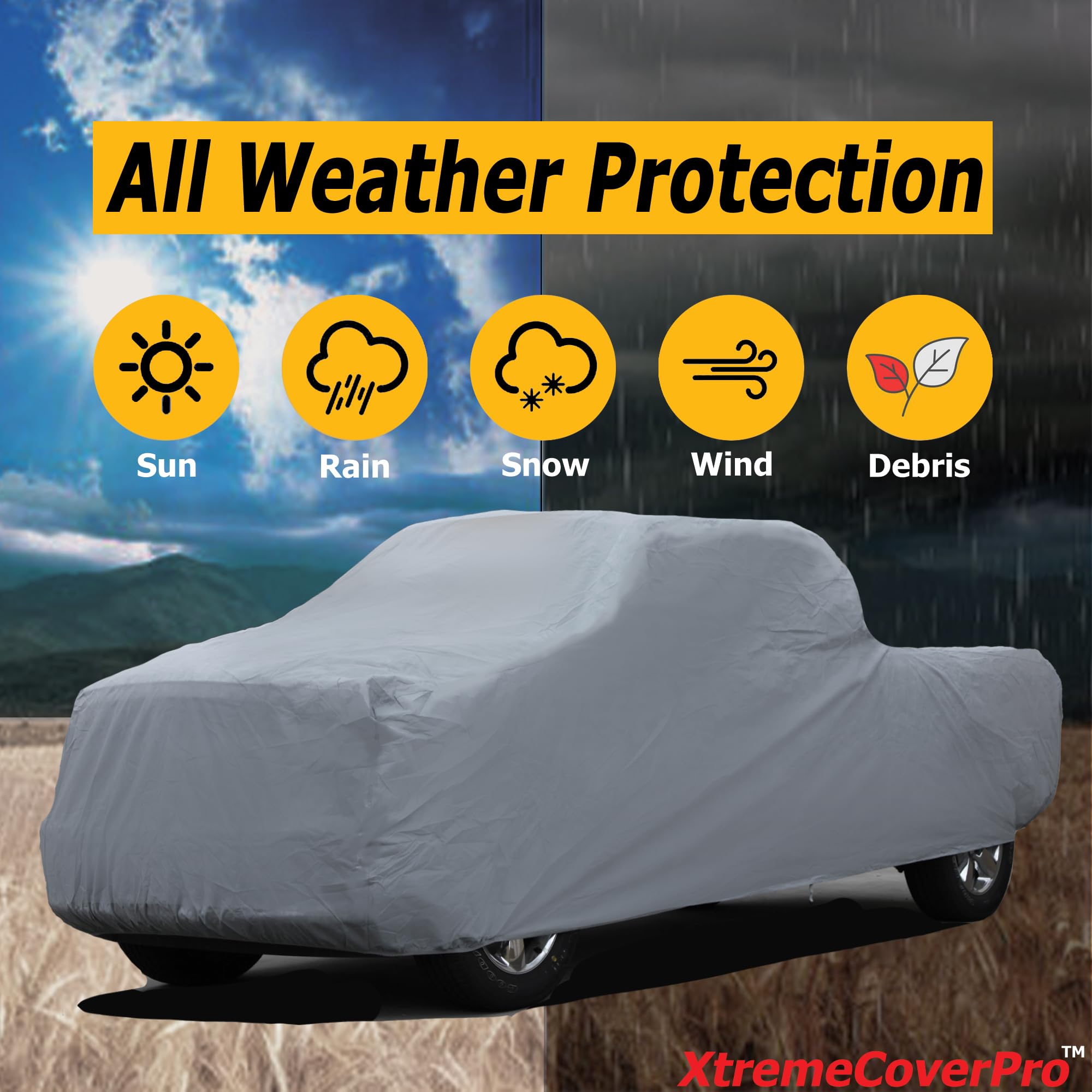 XTREMECOVERPRO Silver Series Grey Car Cover for 2019-2025 Jeep Gladiator - Waterproof & UV Protection Truck Cover for Outdoor Parking & Winter Storage