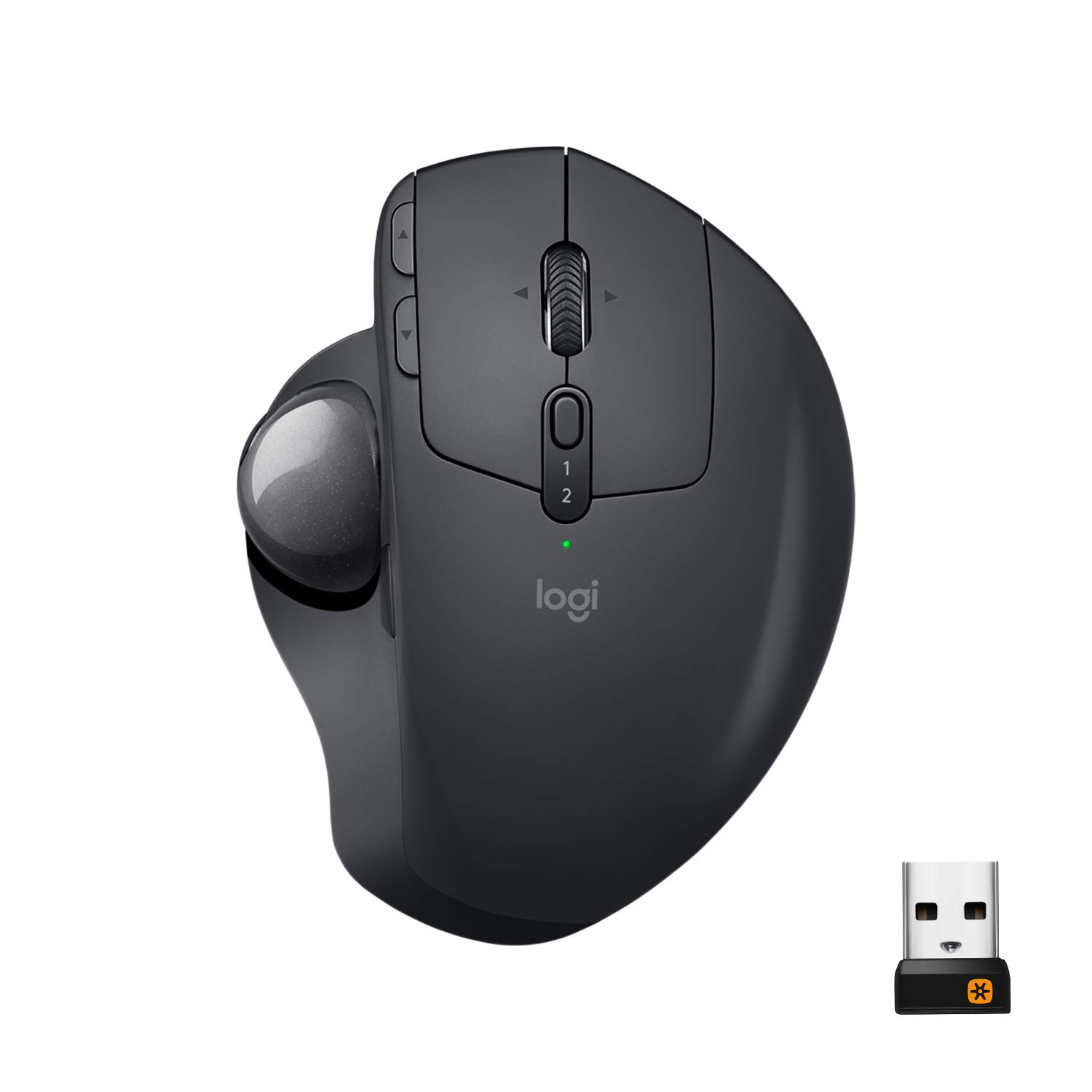Logitech MX Ergo Wireless Trackball Mouse - Ergonomic Design, Bluetooth/USB Connectivity, Rechargeable for Windows & Mac - Perfect for Office Work, Graphic Design & CAD Professionals