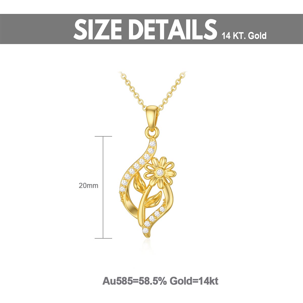 10K/14K Gold Birth Flower Necklace for Women - Delicate Infinity Floral Pendant Necklace, Personalized Birthday Gift for Wife, Mom, Her (16+1+1 inch) | Perfect for Mother's Day, Anniversary & Special Occasions