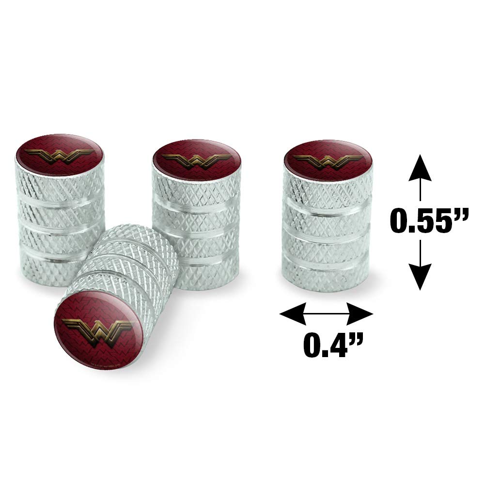 Justice League Wonder Woman Logo Aluminum Valve Stem Caps - DC Comics Superhero Car Accessories for Wheels & Rims - Perfect for DC Fans, Car Enthusiasts & Movie Collectors