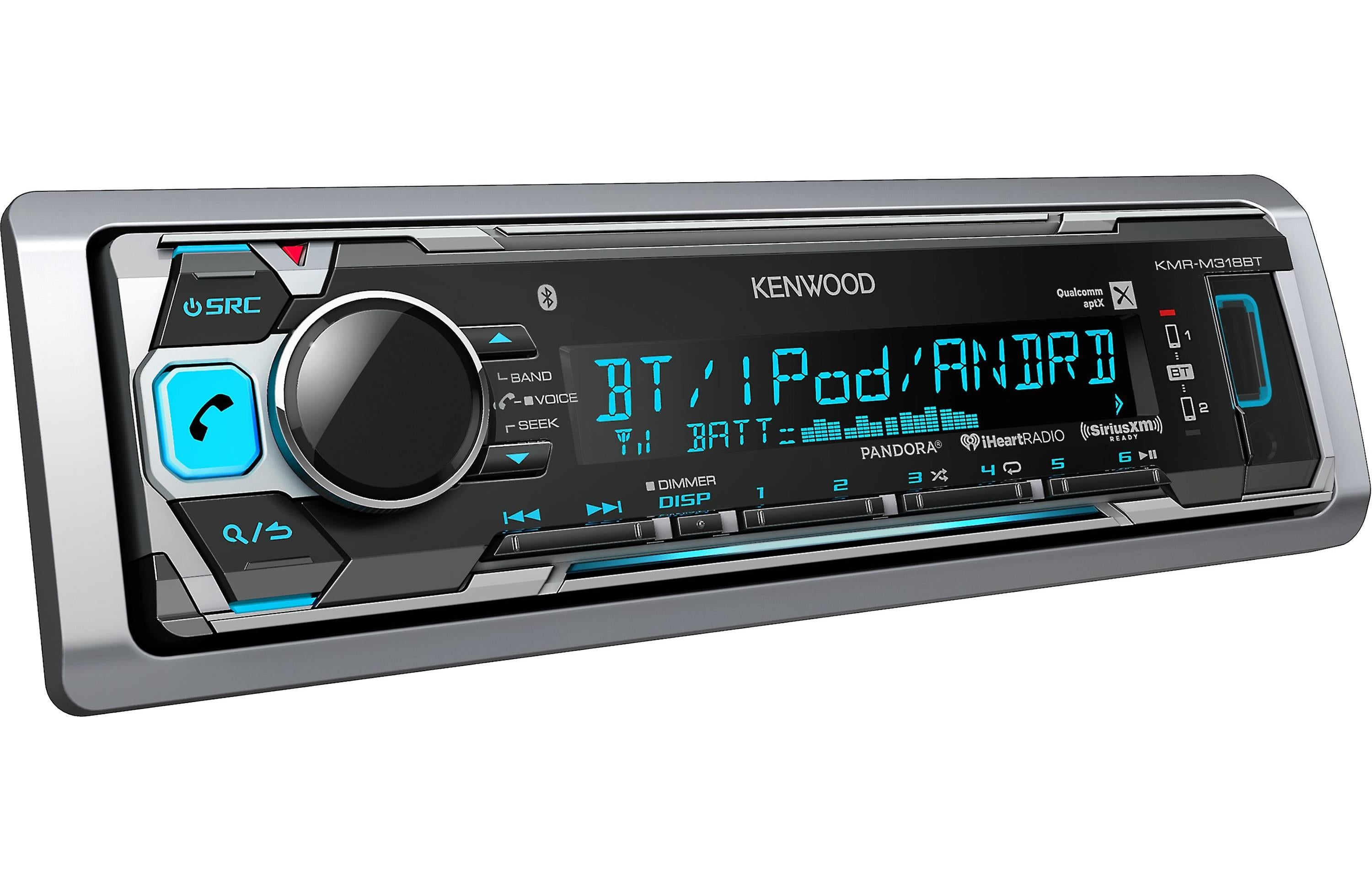 Kenwood KMR M318BT Marine Bluetooth Stereo Receiver - Waterproof Audio System for Boats, Yachts & Outdoor Adventures