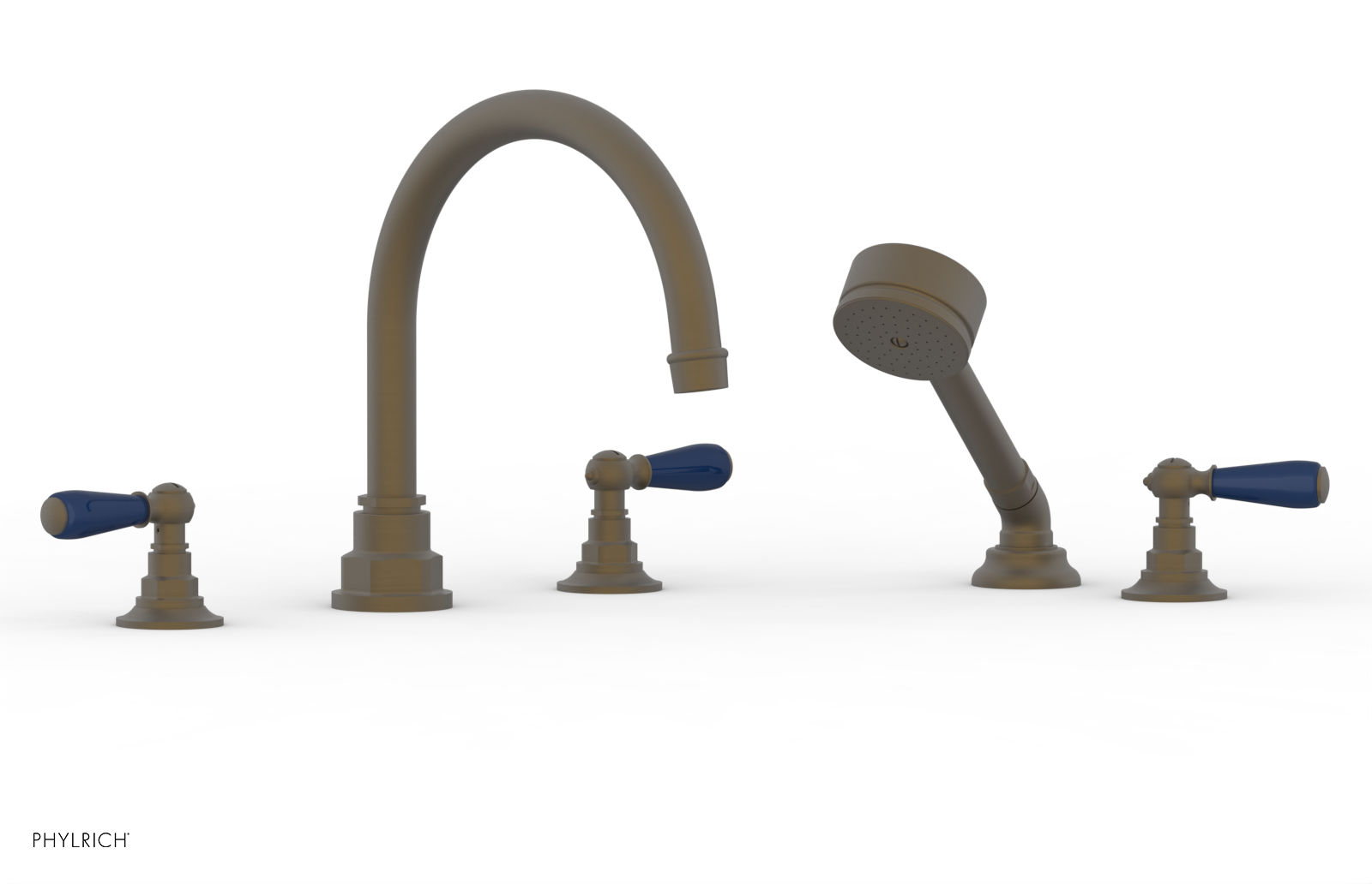 Jamestown Deck Tub Set with Hand Shower - Lever Handles & Navy Blue Accents - 165