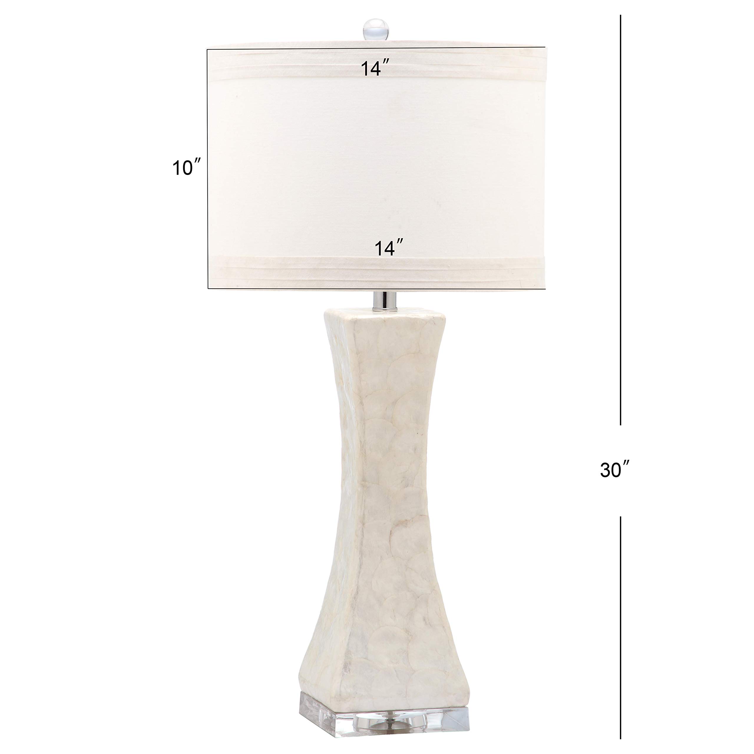 SAFAVIEH Shelley 31-inch Coastal White Capiz Shell Table Lamp with LED Bulbs - Concave Design for Bedroom, Living Room, Home Office & Nightstand | Coastal Decor, Reading Light, Accent Lighting