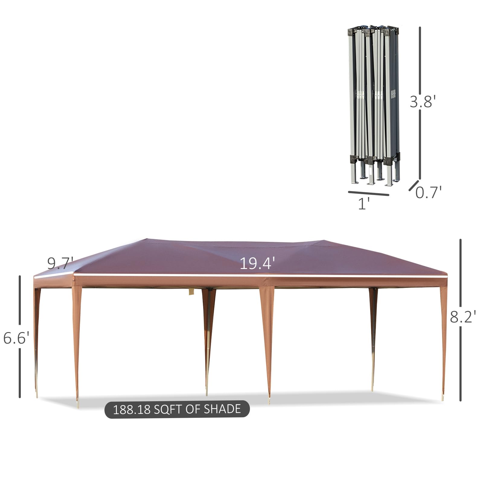 Outsunny 10' x 20' Heavy Duty Pop Up Canopy Tent - Instant Outdoor Gazebo Sun Shelter with Carry Bag for Parties, Weddings, Backyard BBQ, Camping & Beach Events | Perfect for Catering, Festivals and Outdoor Gatherings
