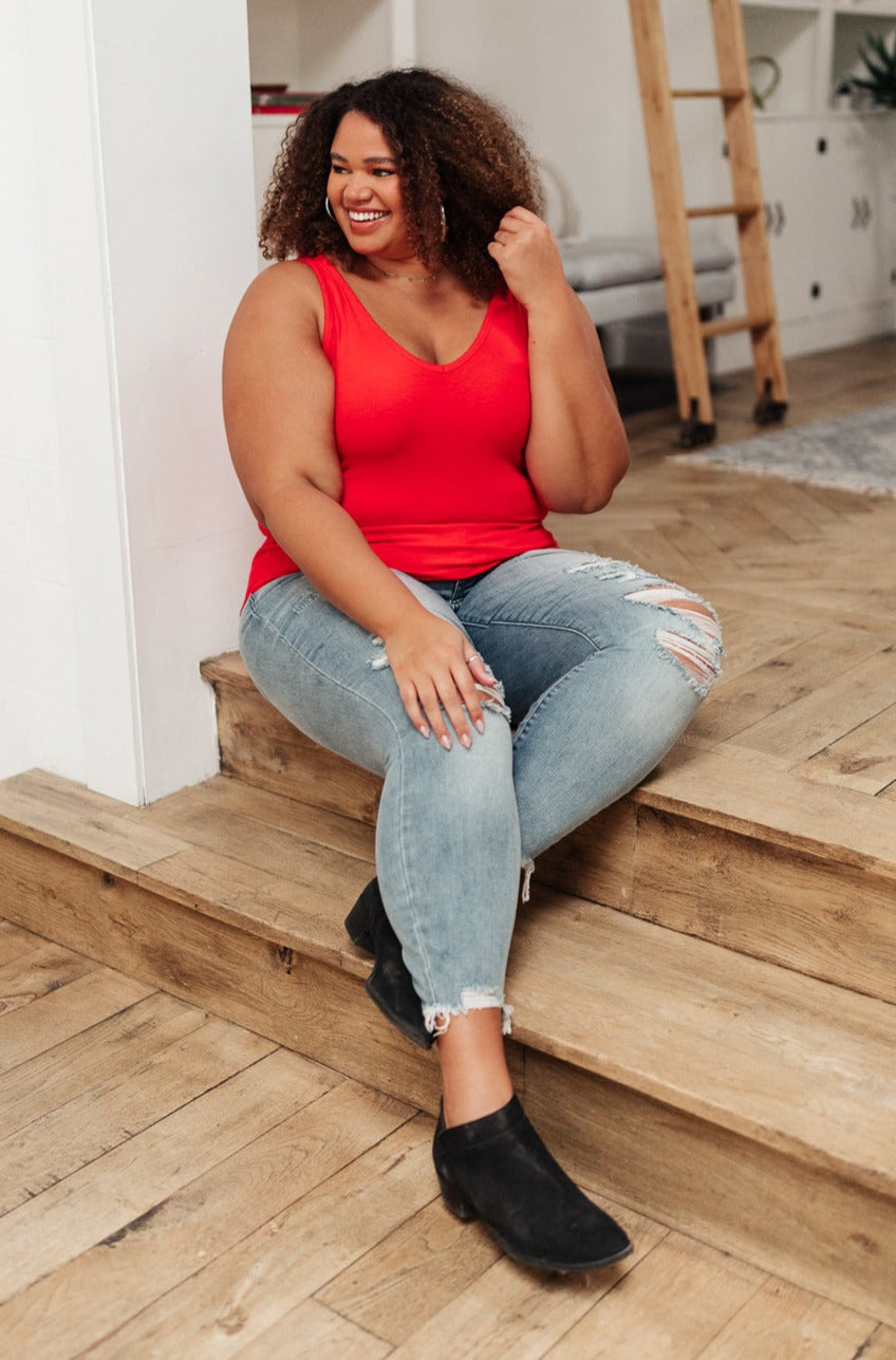 Stay Easy Tank Top in Cherry Red - Soft & Comfortable Women's Casual Shirt for Everyday Wear, Lounge, and Summer Outfits