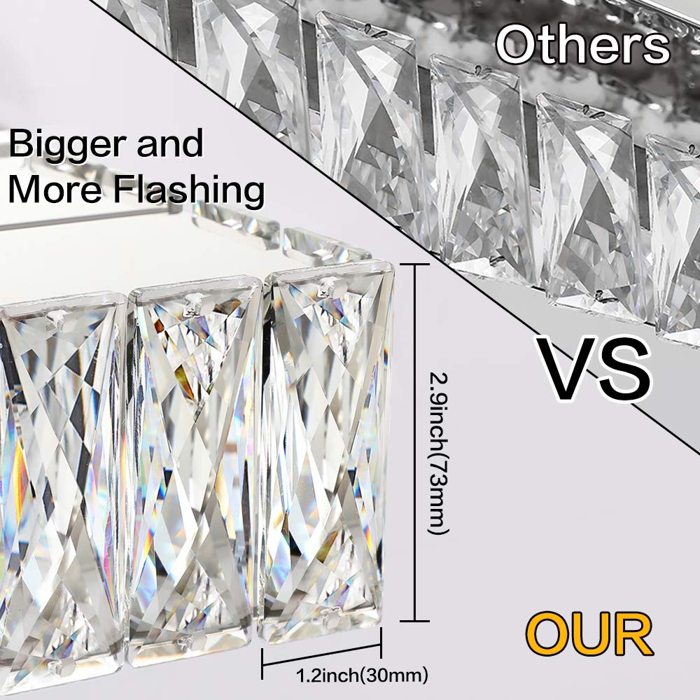 ZUZITO Modern Bathroom Vanity Lights - 3 Light Crystal Vanity Lighting Fixtures with 6000K Cool White LED - Chrome Bathroom Mirror Light for Restroom, Powder Room & Dressing Area (Z7800-3T) - Perfect for Makeup Application, Shaving & Daily Grooming