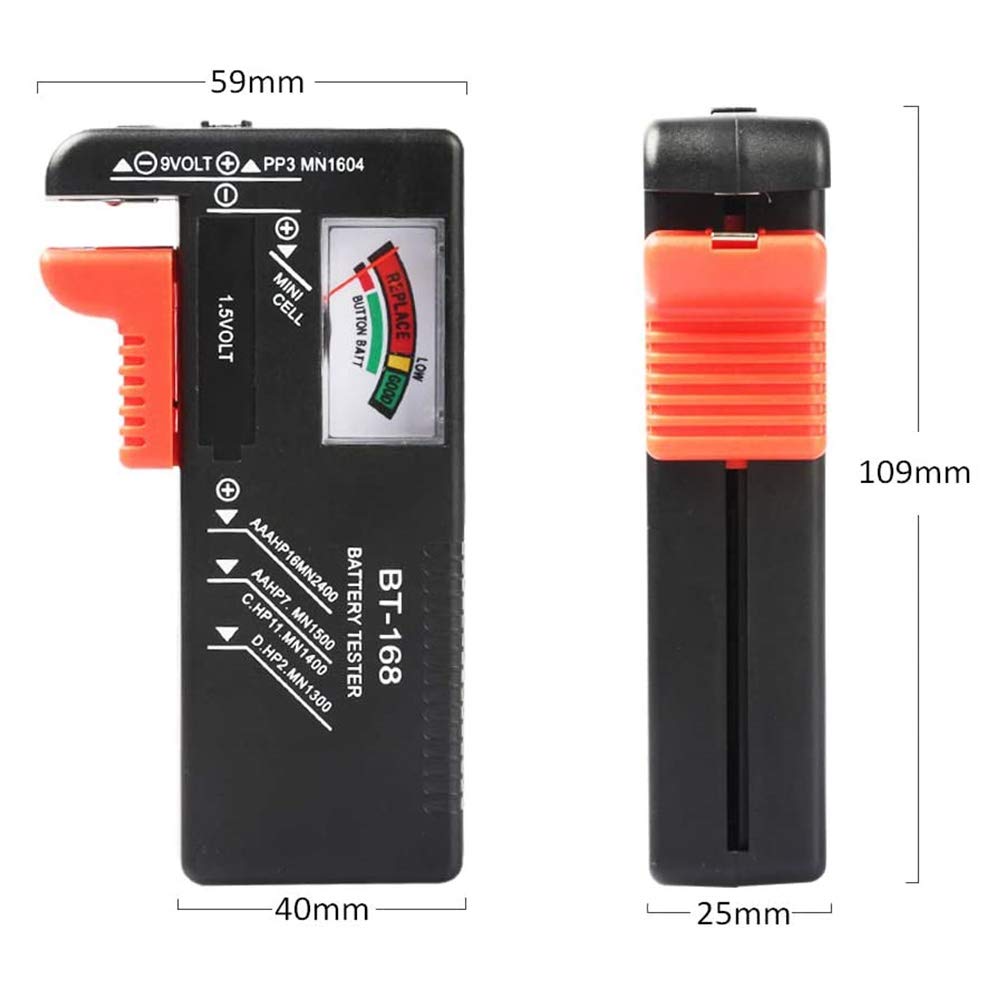 4pcs Battery Tester BT-168 - AA AAA C D 9V 1.5V Button Cell Battery Checker - No Battery Required - Perfect for Home, Office & Emergency Kits