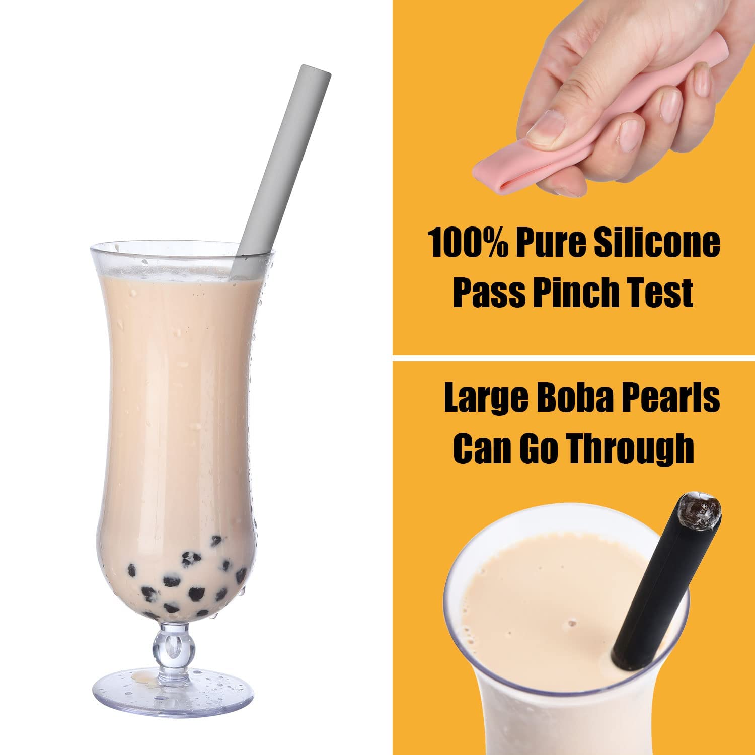 ALINK 12-Pack Reusable Boba Straws with 4 Silicone Tips - Eco-Friendly Bubble Tea Straws for Smoothies, Iced Coffee & Milk Tea Drinks at Home or Cafe