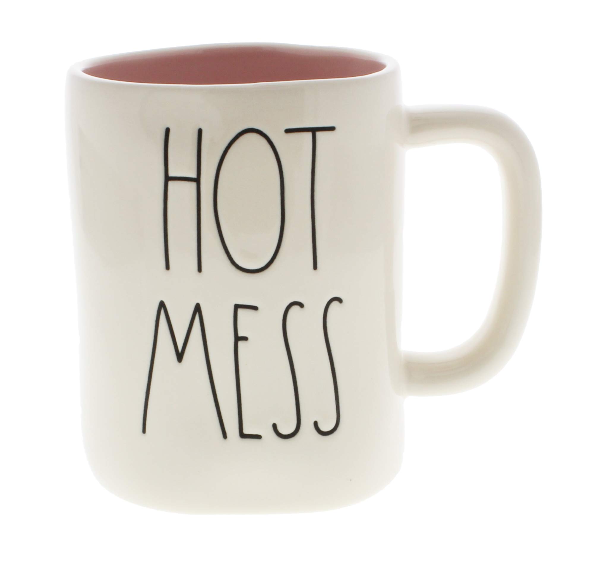 Rae Dunn by Magenta HOT MESS Ceramic Large Coffee Mug with Pink Interior - Perfect for Home, Office & Gift Giving
