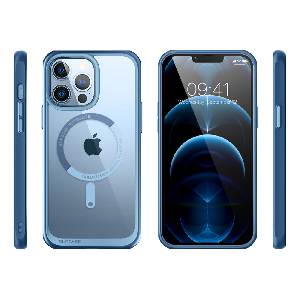 iPhone 13 Pro Max Case 6.7 Inch - Unicorn Beetle MAG Slim Clear Protective Cover with MagSafe Compatible in Blue | Perfect for Everyday Use, Work & Travel Protection