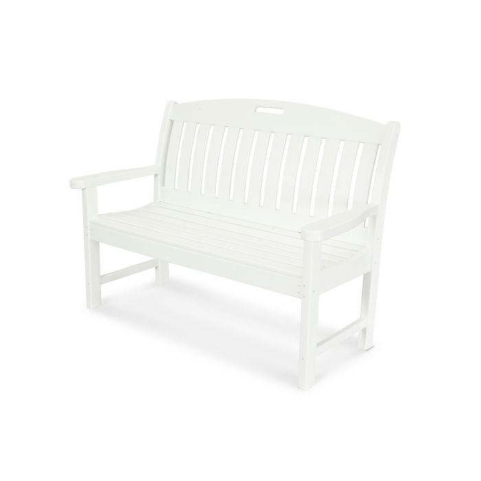 POLYWOOD Nautical 48-Inch Outdoor Bench - All-Weather Resin Wicker Patio Furniture for Deck, Poolside & Garden Seating