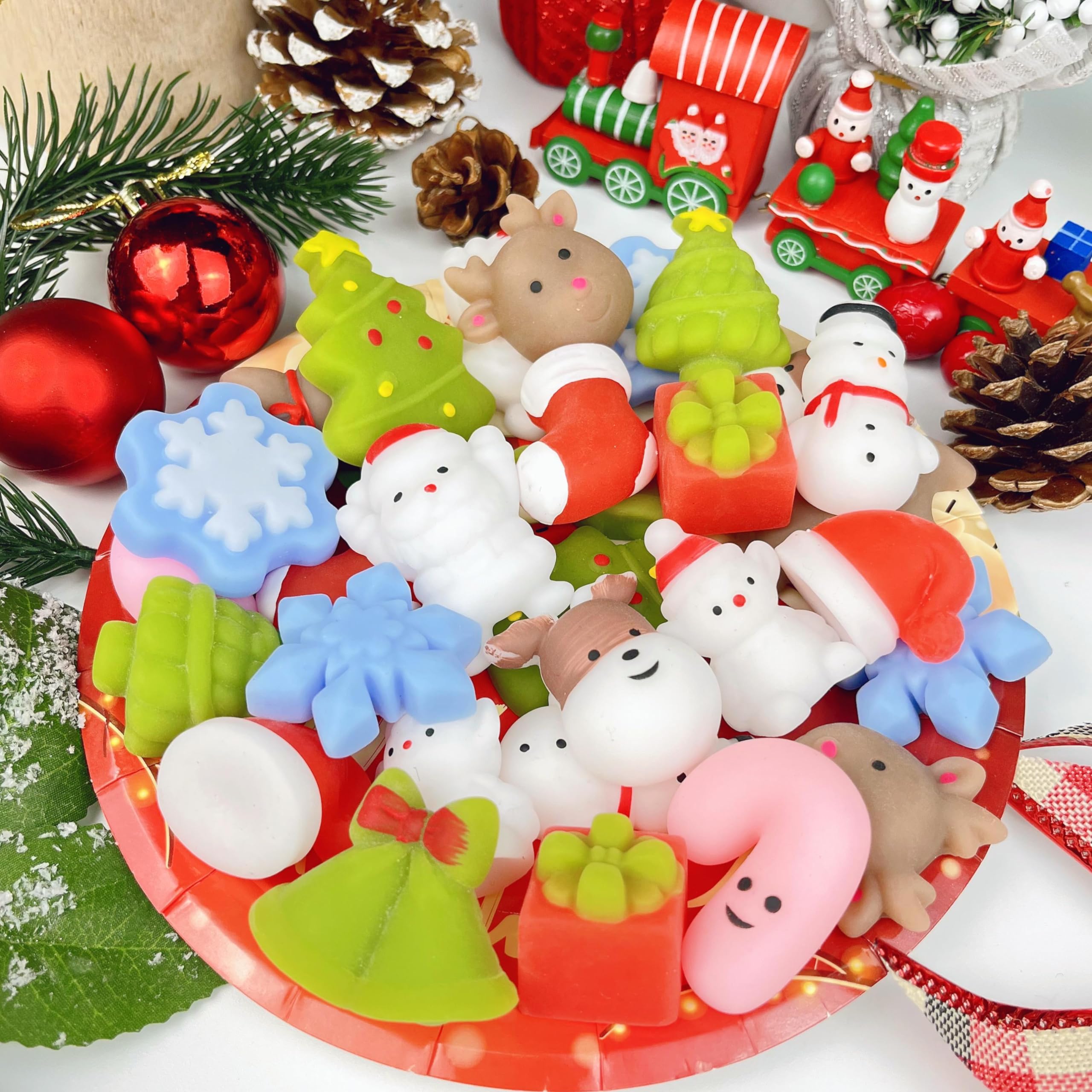 30 PCS Kawaii Mochi Squishy Toys - Soft Stress Relief Sensory Toys for Kids, Christmas Stocking Stuffers & Party Favors - Perfect for Birthday Gifts, Classroom Rewards and Anxiety Relief Playtime