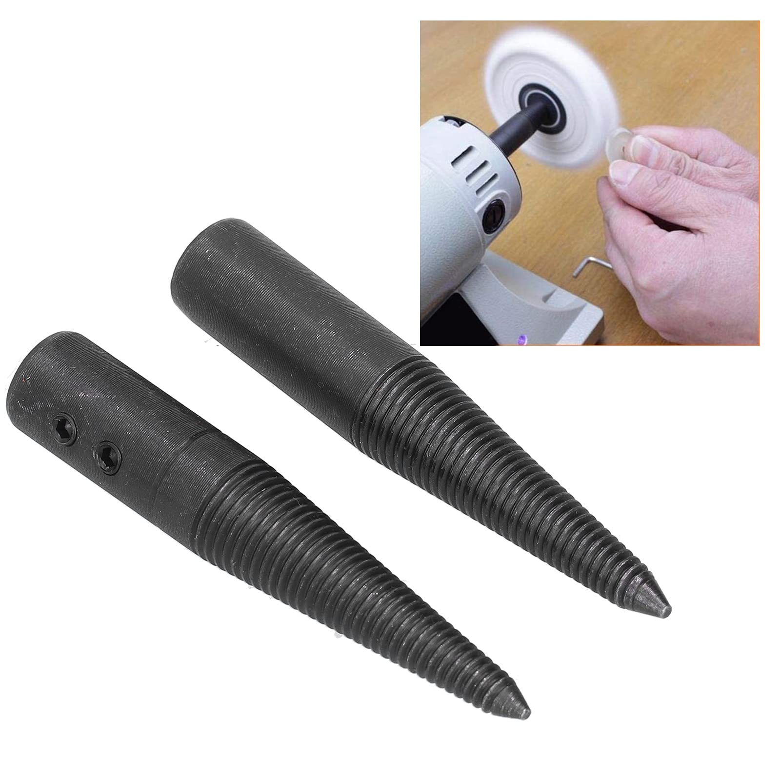 6PCs Tapered Spindle Adapter Set - Steel Threaded Spindles for Bench Buffer & Grinder (3