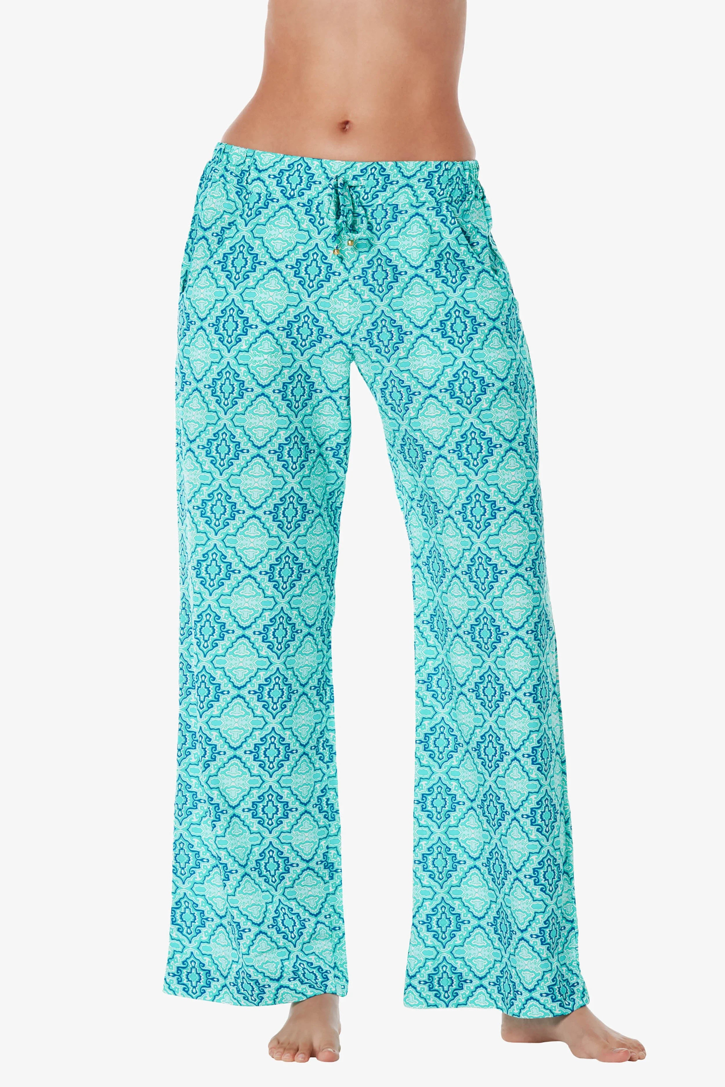 Seaside Pant - Marbella Tile Print Beach Pants for Women | Comfortable & Stylish Summer Wear | Perfect for Vacations, Poolside Lounging & Beach Outings