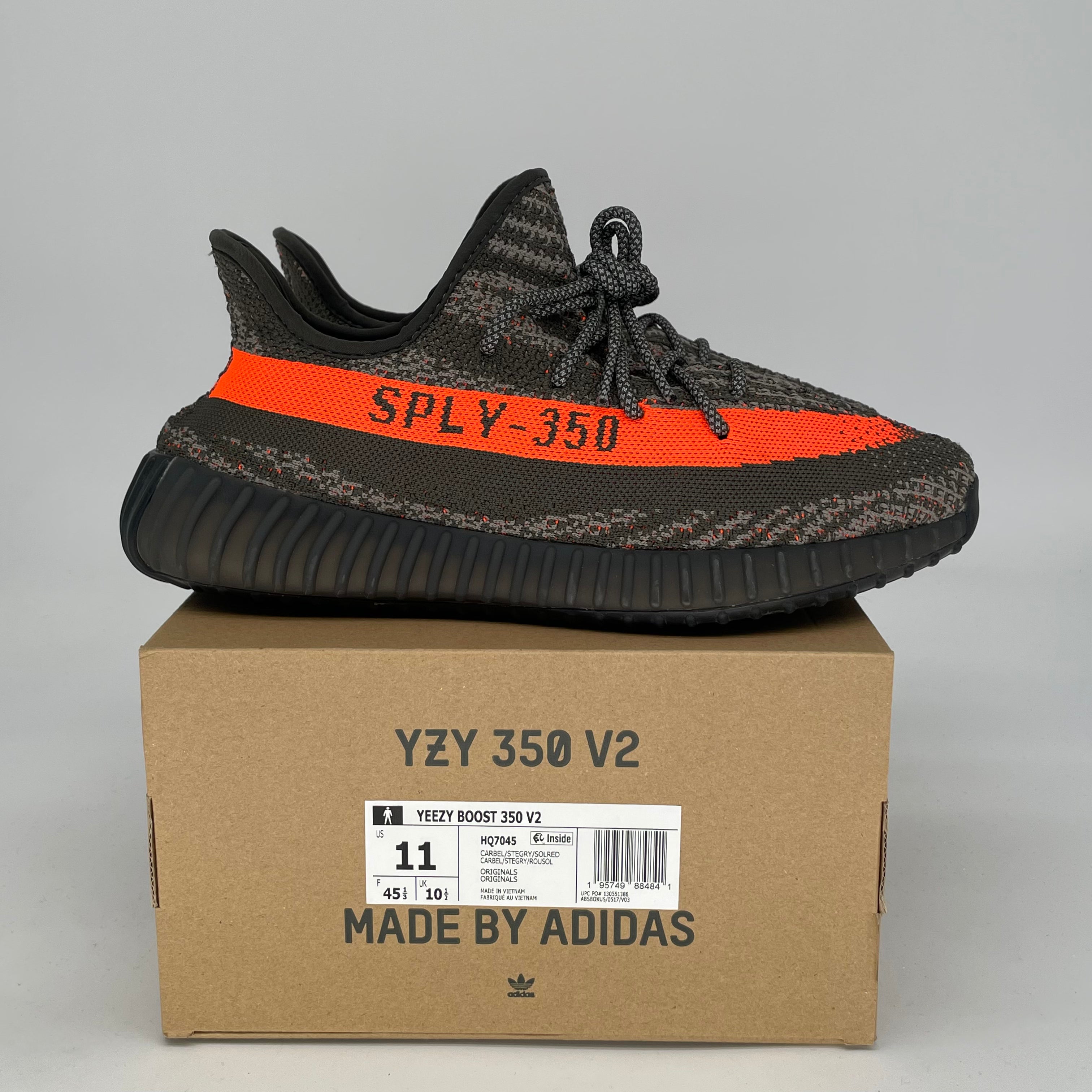 Adidas Yeezy Boost 350 V2 Carbon Beluga - Men's Size 11 & Women's Size 12.5 (HQ7045) | Comfortable Running Shoes for Gym, Jogging & Casual Wear