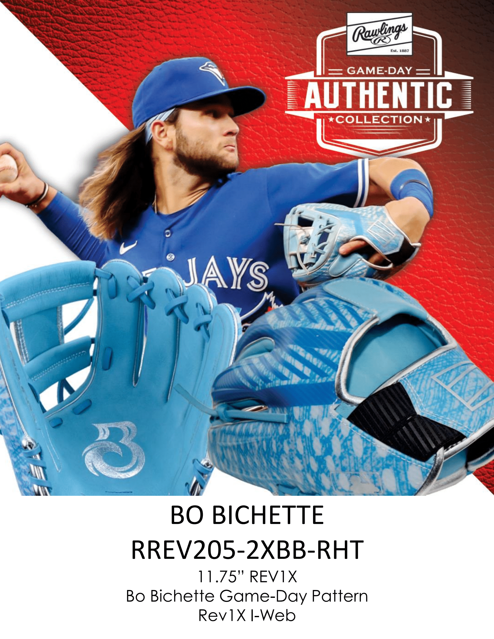 Rawlings REV1X Series MLB Collection Bo Bichette Baseball Glove – Premium Leather for Training & Games | Perfect for MLB Fans & Players