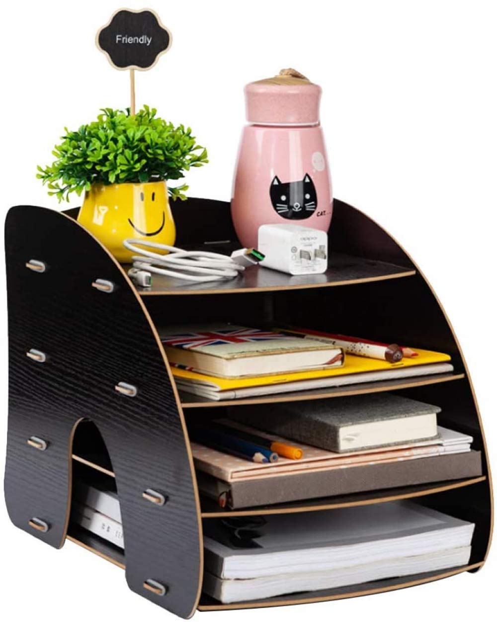 Qiuqiu Desktop Storage Box & Magazine Organizer - A4 File Holder with Multiple Layers & Compartments, Book Holder for Office, Home, School - Perfect for Desk Organization & Document Storage