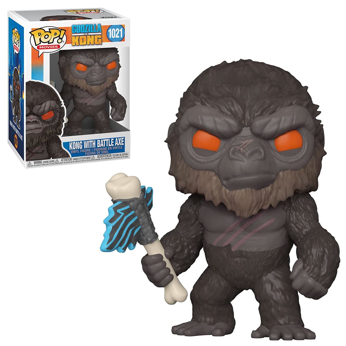 POP King Kong with Battle Axe 1021 - Godzilla vs Kong Movie Vinyl Collectible Figure (Includes Display Protector Case) - Perfect for Home Decor, Office Display & Anime Collections