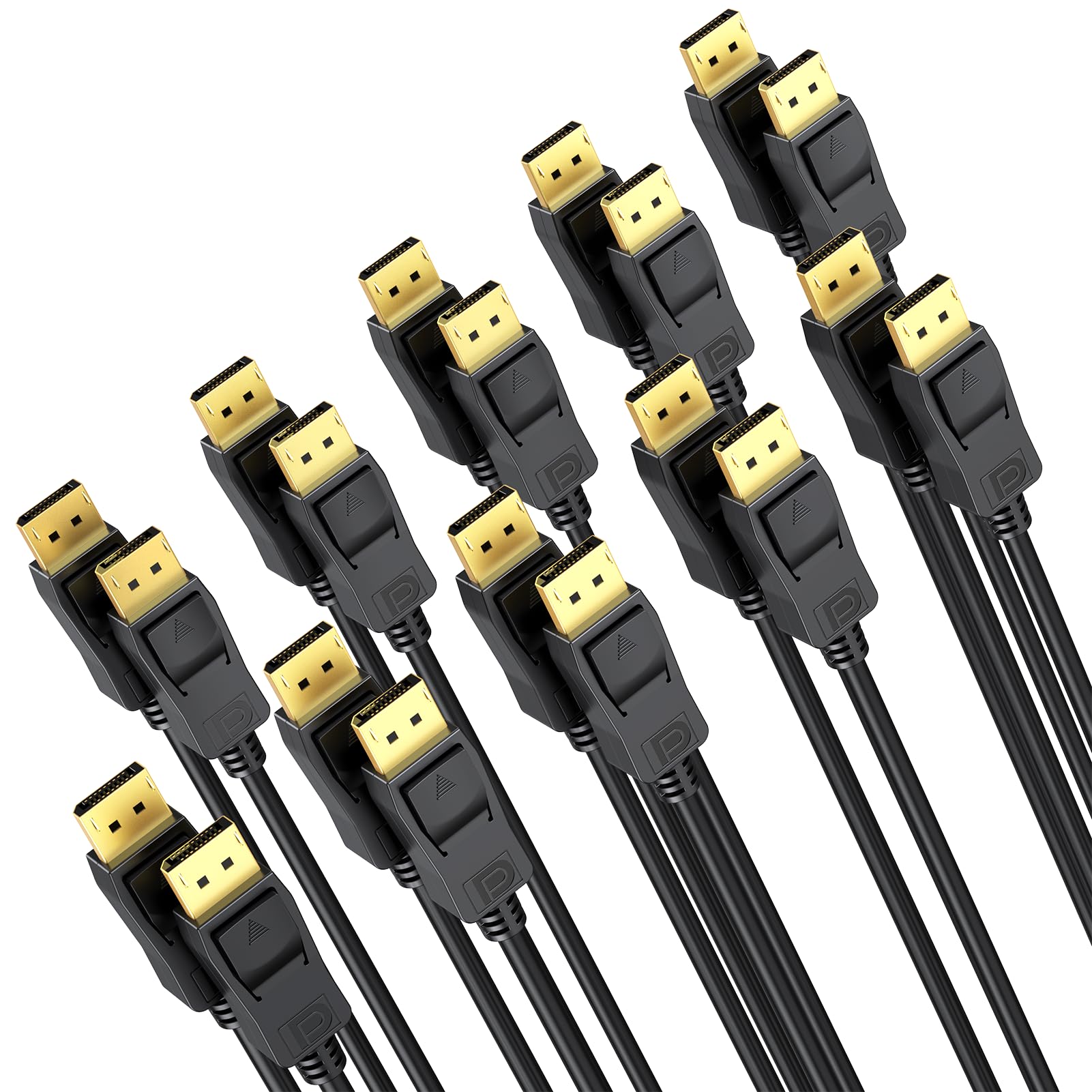 10-Pack 6FT DisplayPort to DisplayPort Cable 4K@60Hz 1440p@144Hz/165Hz Gold-Plated DP to DP Cable for Gaming Monitor, PC, Laptop - Perfect for Multi-Screen Setup & High-Refresh-Rate Gaming