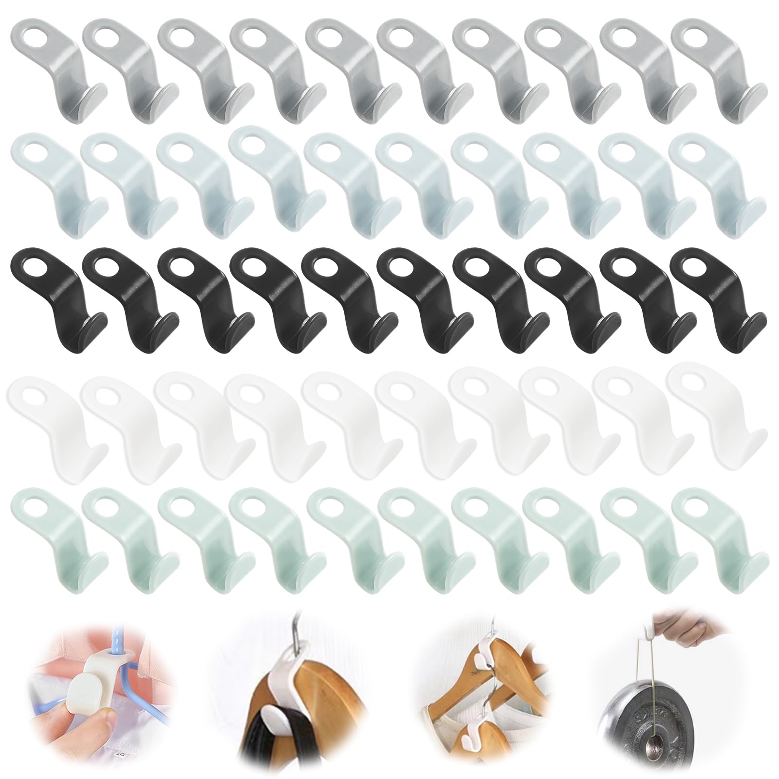 100 PCS Space Saving Hanger Hooks - Plastic Clothes Organizer for Storage & Closet