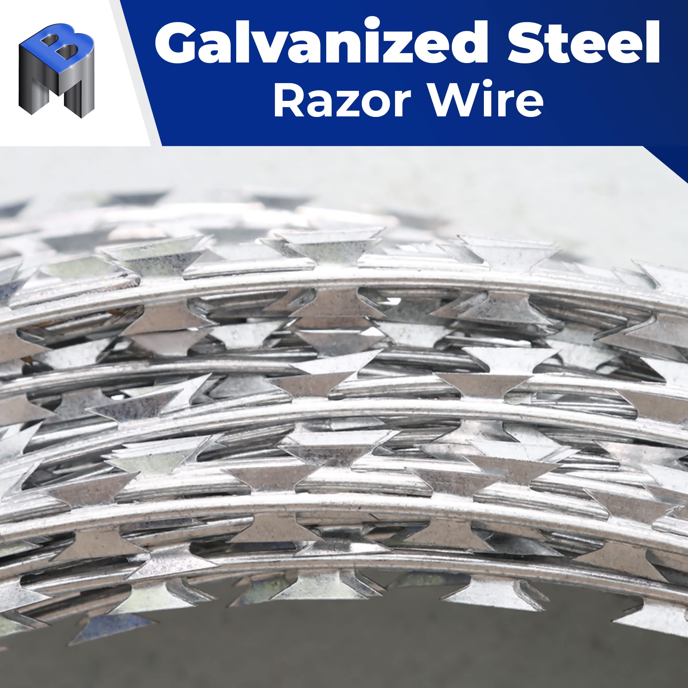 Galvanized Steel CBT-65 Razor Wire - Heavy Duty Security Fencing (5 Pack, 50 Feet per Roll) - Ideal for Perimeter Protection, Military Bases, and High-Security Areas