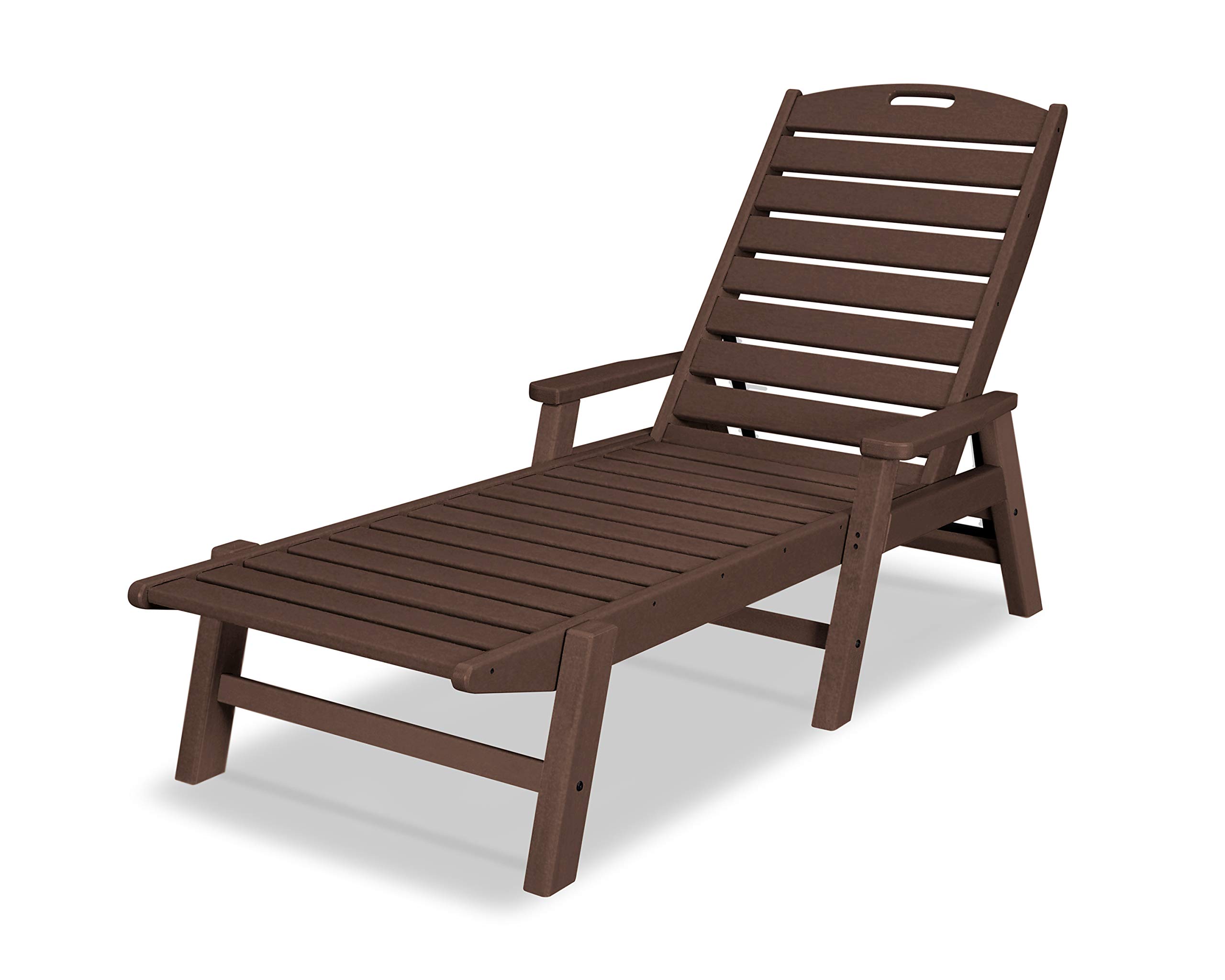 POLYWOOD NCC2280MA-P Nautical Arms Chaise Lounge Chair - Durable Mahogany Outdoor Furniture for Patio, Poolside & Beach Relaxation