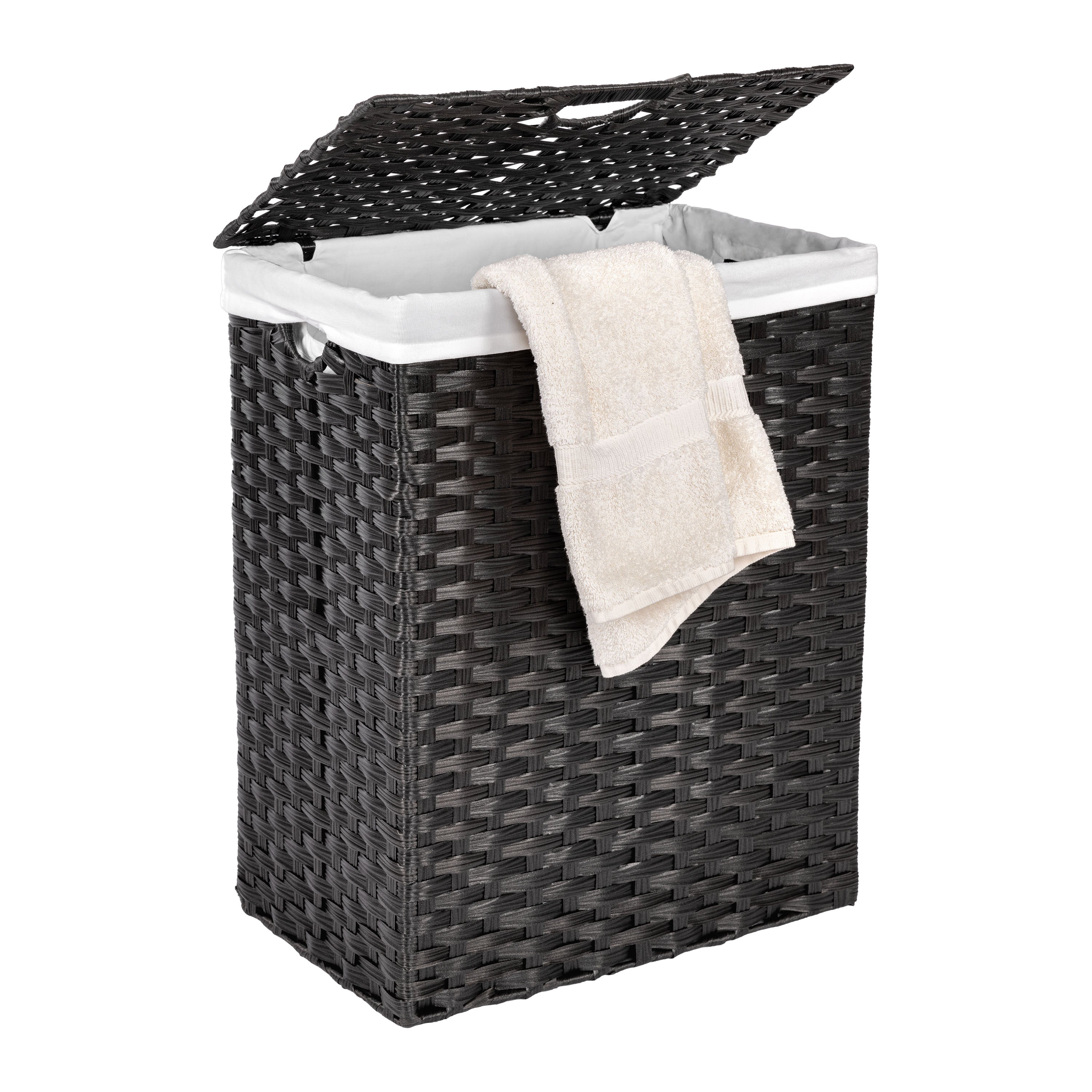 Handwoven Lidded Laundry Hamper Basket - Breathable Cotton Storage Bin for Clothes, Towels & Toys - Perfect for Bedroom, Bathroom & Nursery Organization