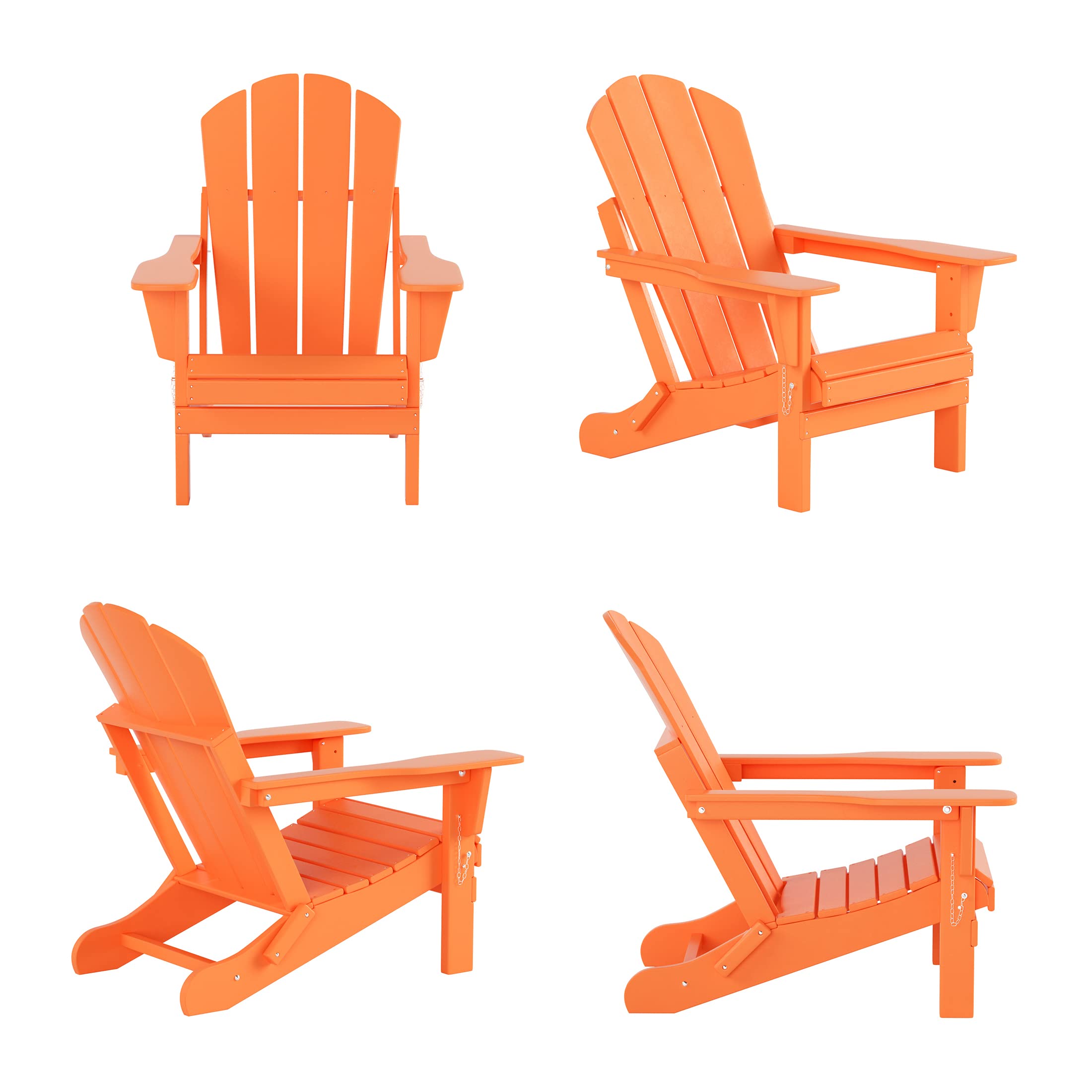 WestinTrends Malibu 2-Piece Outdoor Lounge Chair Set with Ottoman - All-Weather Poly Lumber Adirondack Chairs for Patio, Poolside, Garden, Backyard & Beach - Foldable Orange Outdoor Furniture for Relaxation