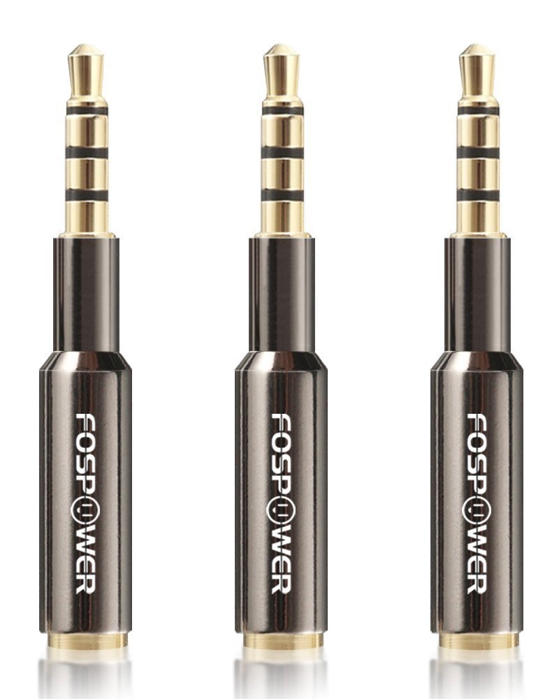 FosPower 3.5mm Male to Female Stereo AUX Headphone Adapter (3 Pack) - Gold Plated TRRS Plug for iPhone, Smartphones, Tablets, Speakers, Microphone & Card Readers - Perfect for Home, Office, and Travel Use