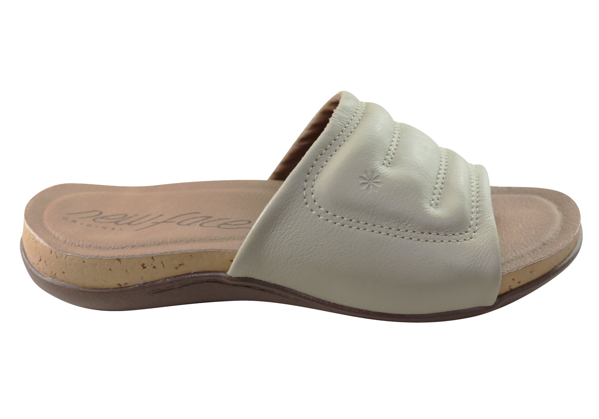 Women's Comfort Leather Slides Sandals - Soft & Breathable Face Fresco Design - Made in Brazil - Perfect for Beach, Pool & Summer Casual Wear