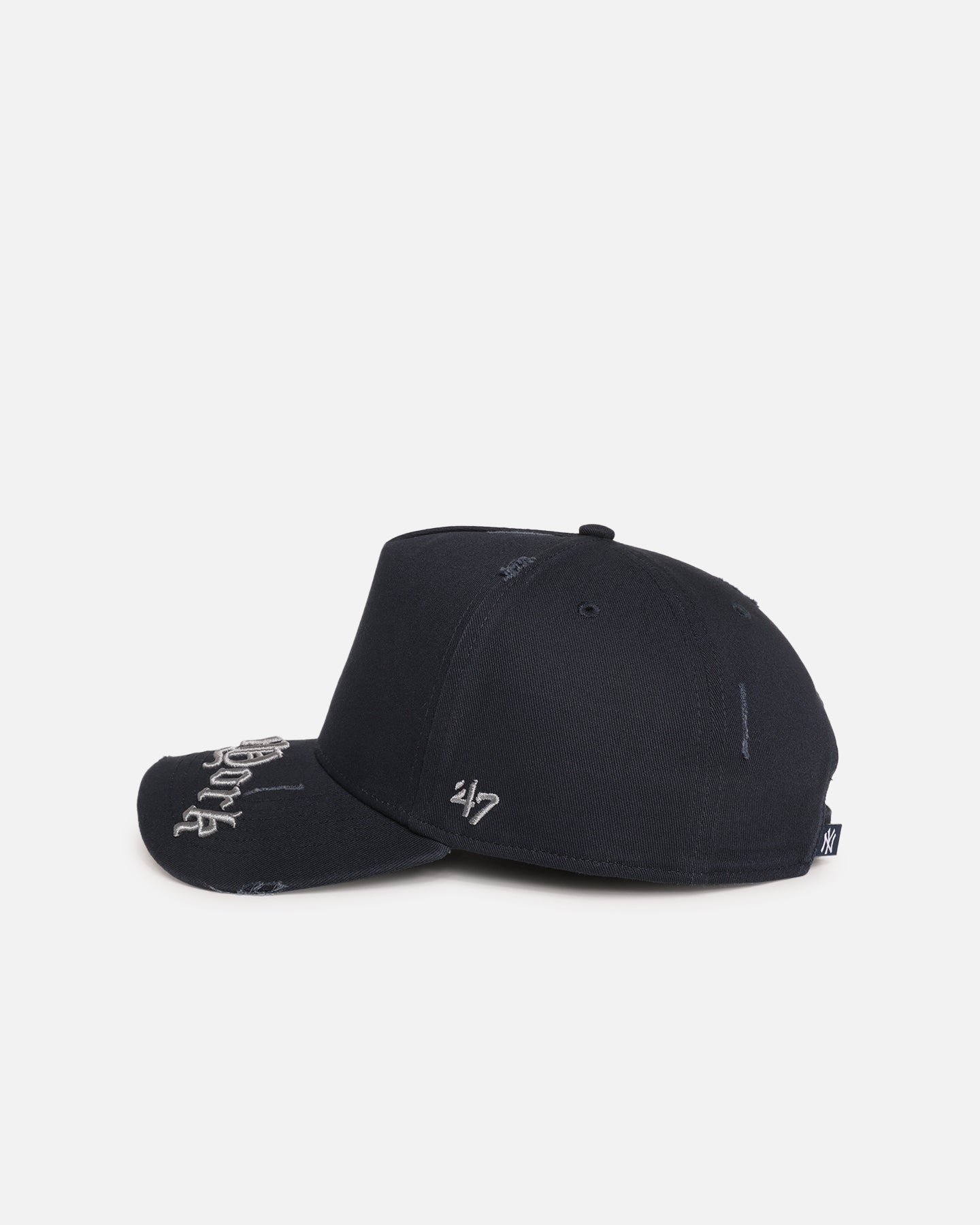 47 Brand New York Yankees 'Destruct Gothic Visor' Snapback Hat - Adjustable Strapback Cap in Navy Blue for Baseball Fans & Streetwear Fashion | Perfect for Games, Concerts & Outdoor Activities