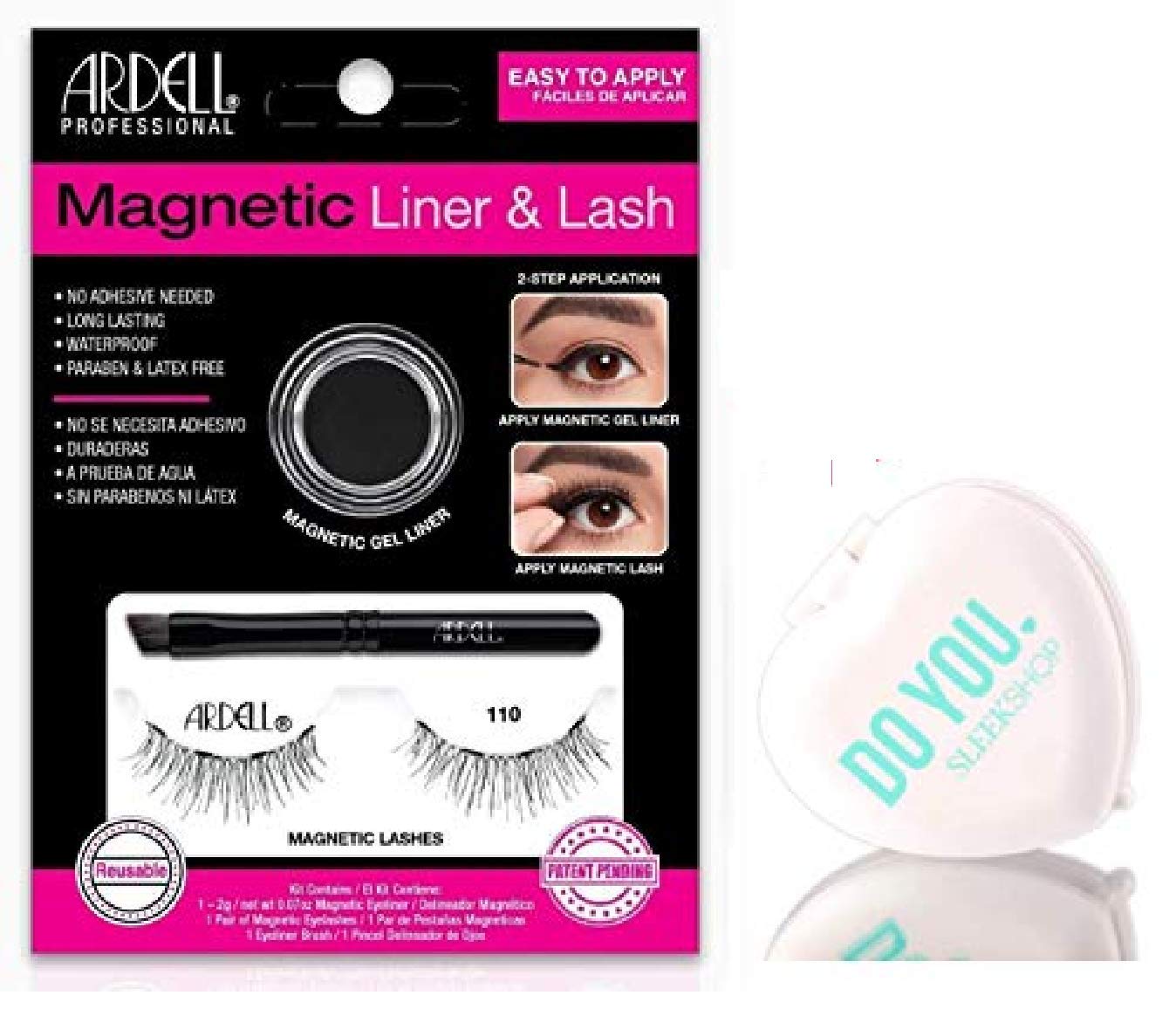 Ardell Professional Magnetic Lashes with Compact Mirror - Lash & Liner Set 110 | Easy Application False Eyelashes for Everyday Glam & Special Occasions