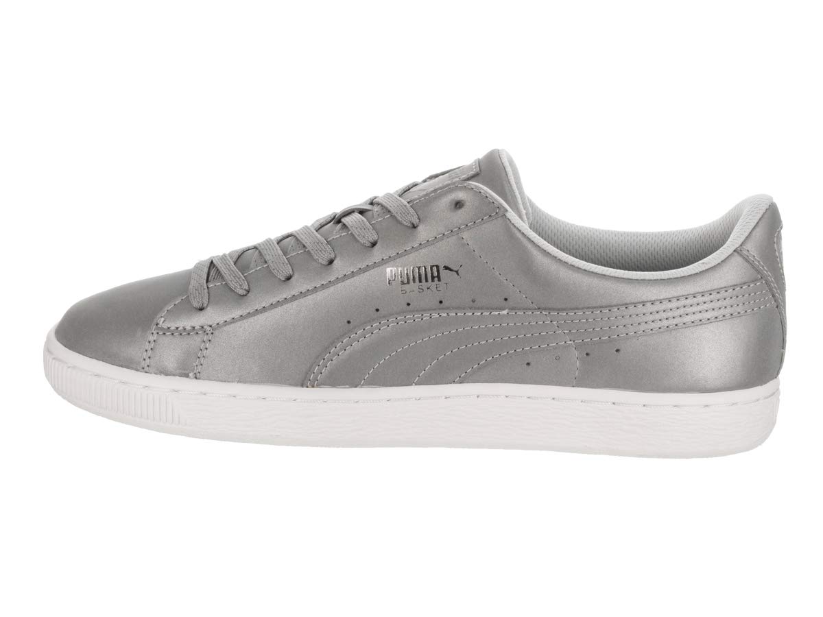 PUMA Basket Reflective Sneakers - Silver Metallic/Black - Women's & Men's Fashion Shoes for Running, Walking & Streetwear Style