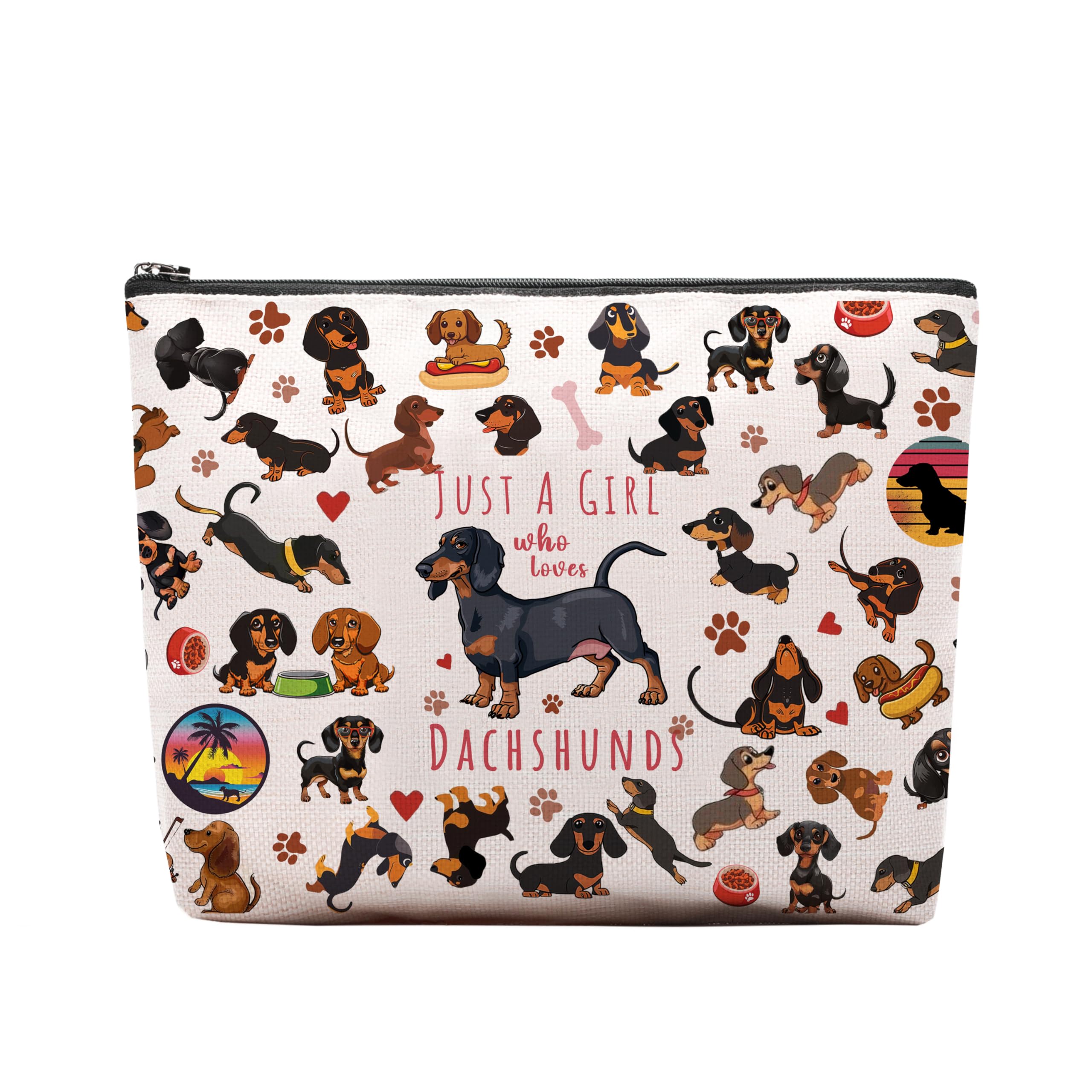 Dachshund Makeup Bag for Women - Cute Wiener Dog Cosmetic Pouch with Zipper, Perfect Birthday Gift for Dachshund Lovers | Great for Travel, Gym & Daily Essentials Storage