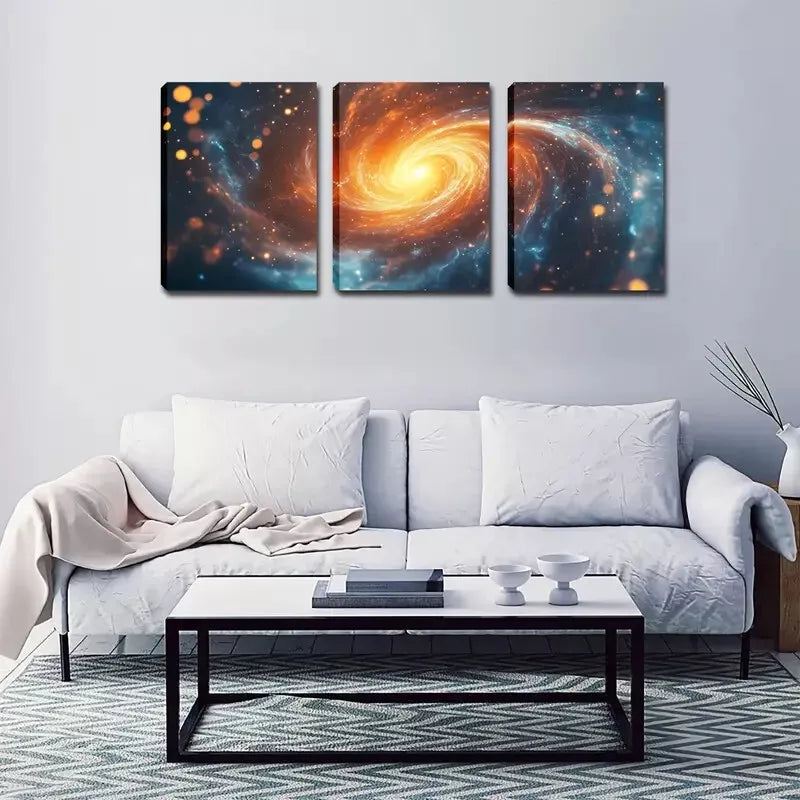 3-Piece Galaxy Wall Art Set - Vibrant Cosmic Canvas Prints Framed 40x60cm - High Quality Space-Themed Home Decor - Perfect for Living Room, Bedroom & Office Decorations