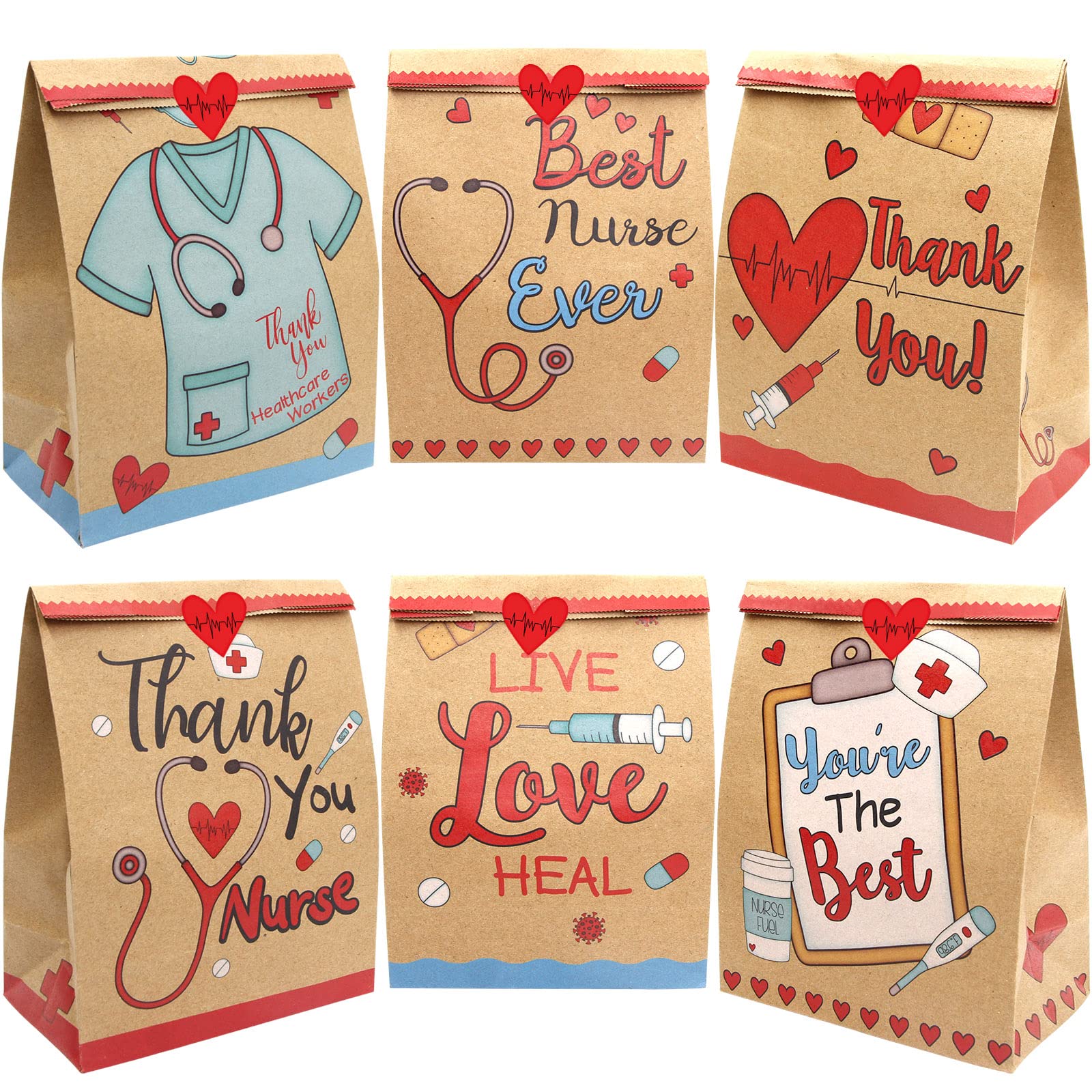 Premium Nurse Kraft Gift Bags - Graduation & Appreciation Gifts for Healthcare Workers - Nurse Week Party Supplies - Perfect for Nursing Graduation, Thank You Gifts & Medical Staff Celebrations