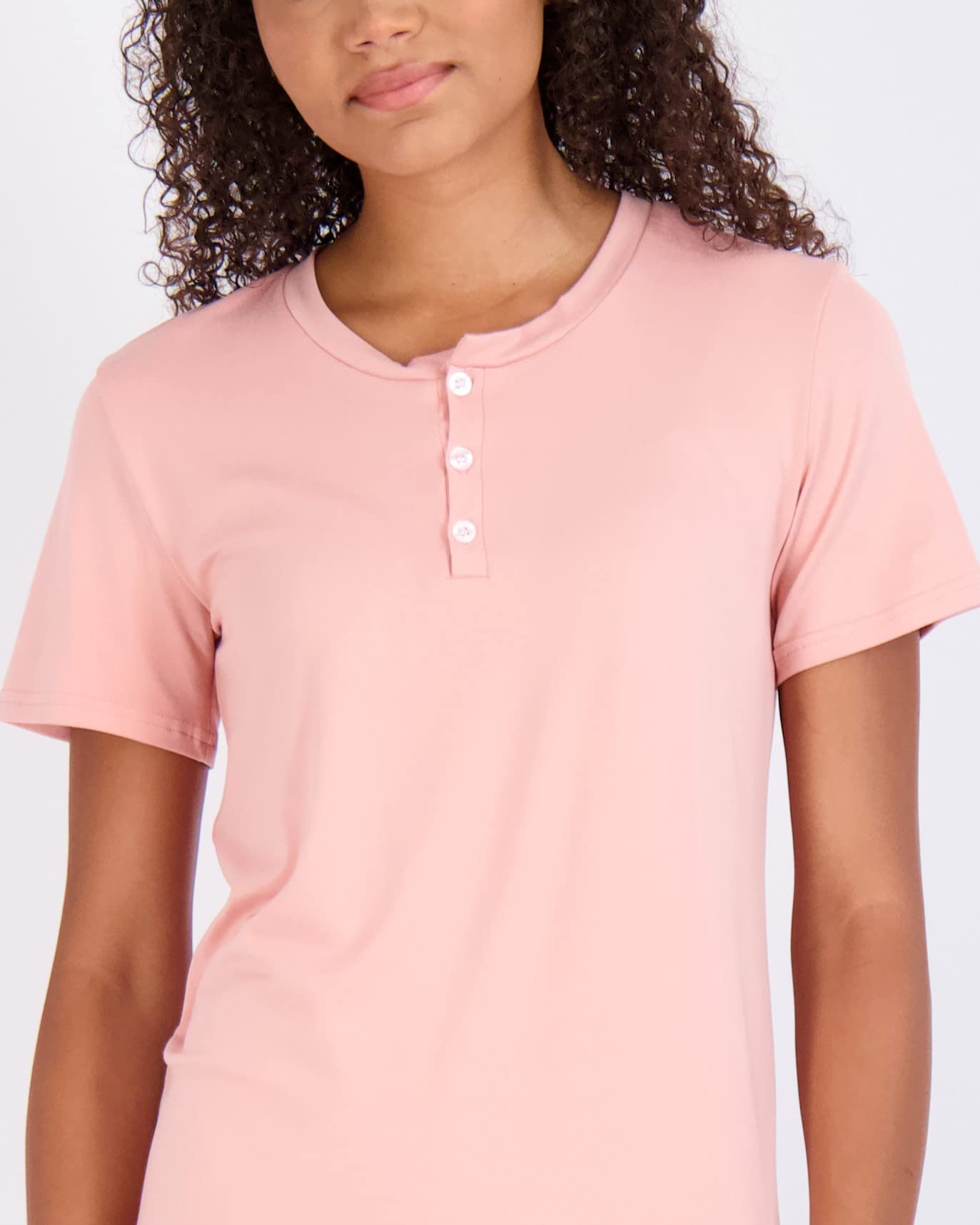 Real Essentials 3 Pack Women's Short Sleeve Henley Nightshirt Nightgown Sleep Dress - Plus Size Available - Soft & Comfortable for Sleeping, Lounging & Maternity Wear