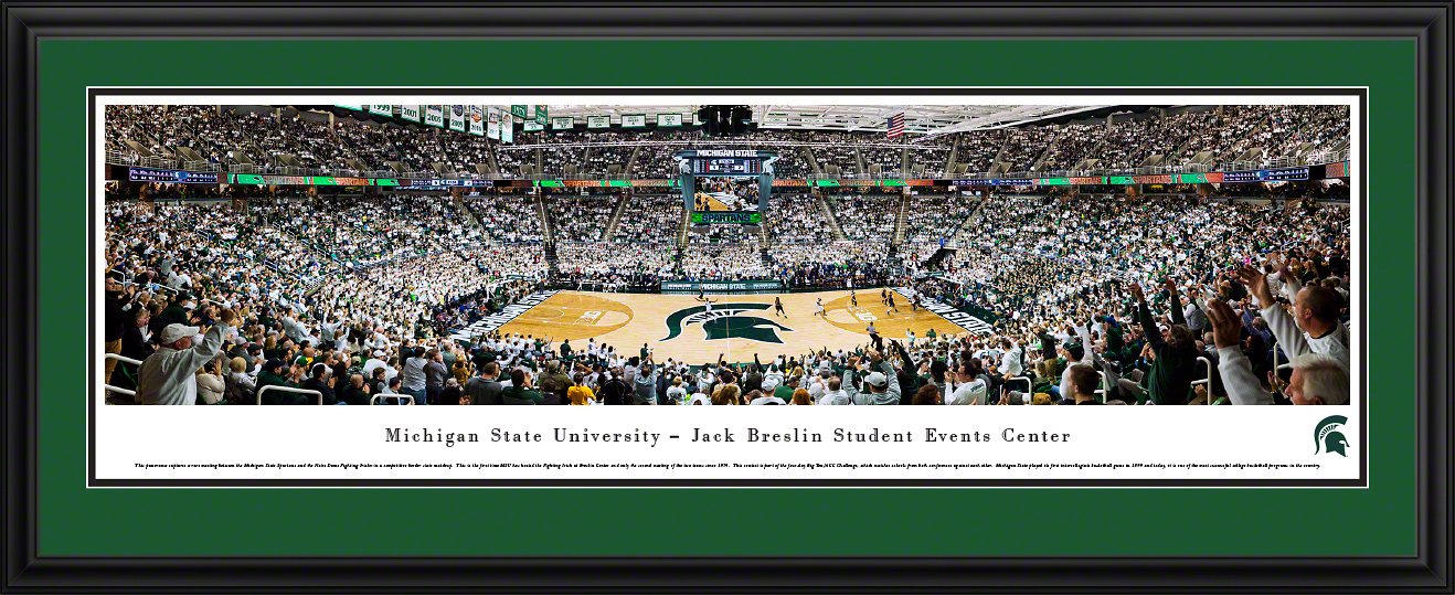 Michigan State Spartans Basketball Wall Art - College Sports Posters, Framed Pictures & Decor for Game Room, Office & Dorm - Blakeway Panoramas